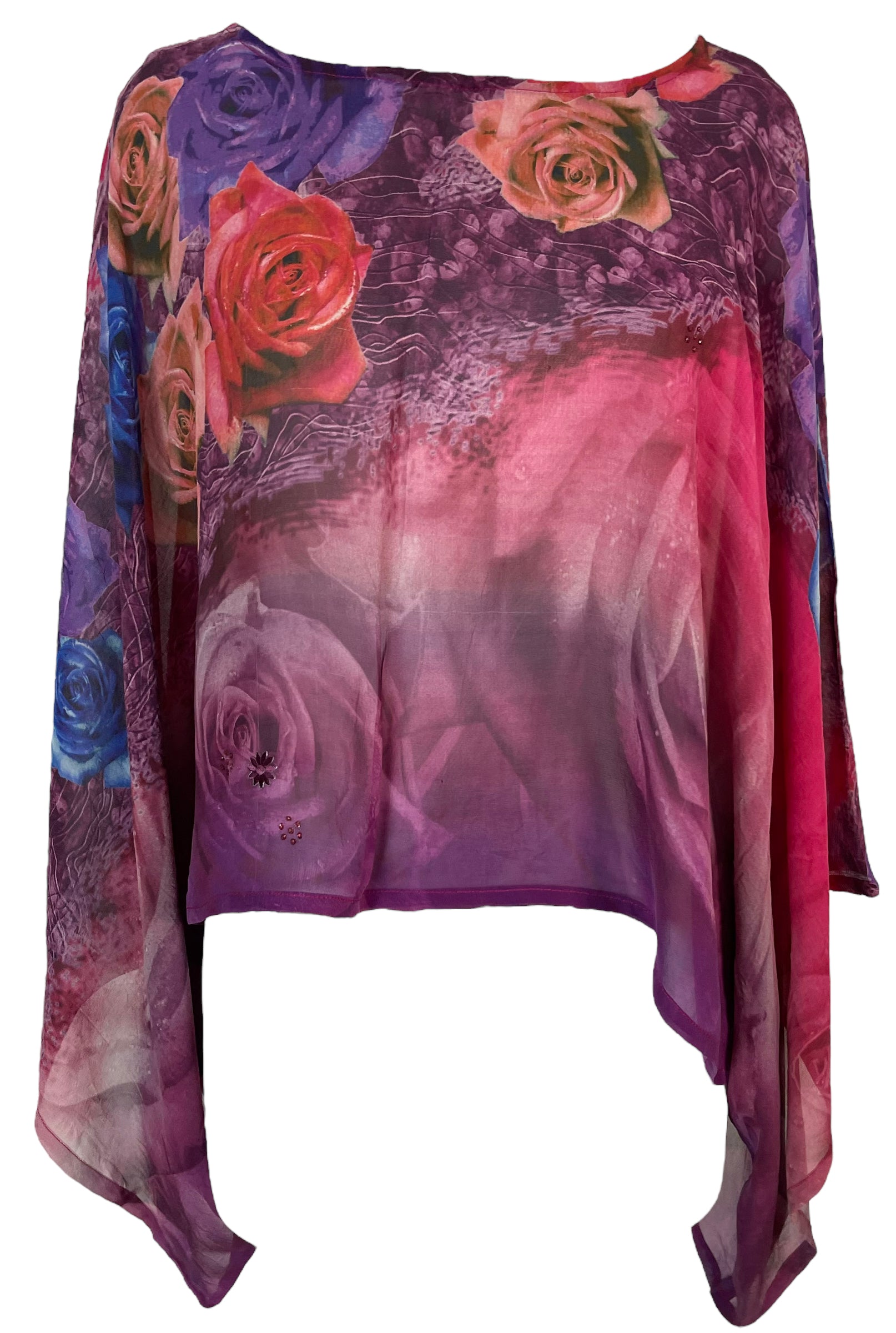 PRG5783 Sheer Wabi Sabi Pure Silk Kimono-Sleeved Top