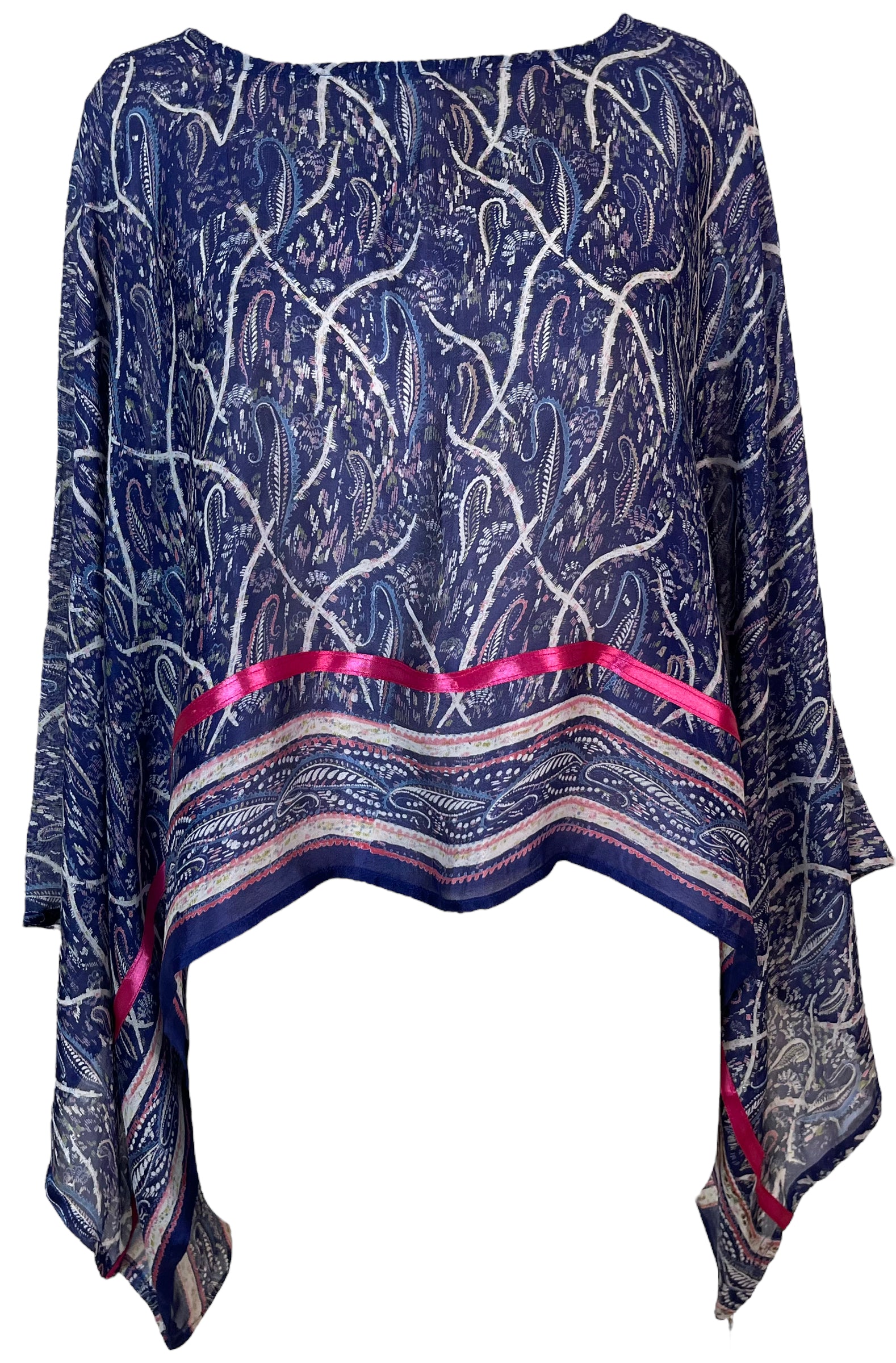 PRC5926 Avatar Pure Silk Kimono-Sleeved Top