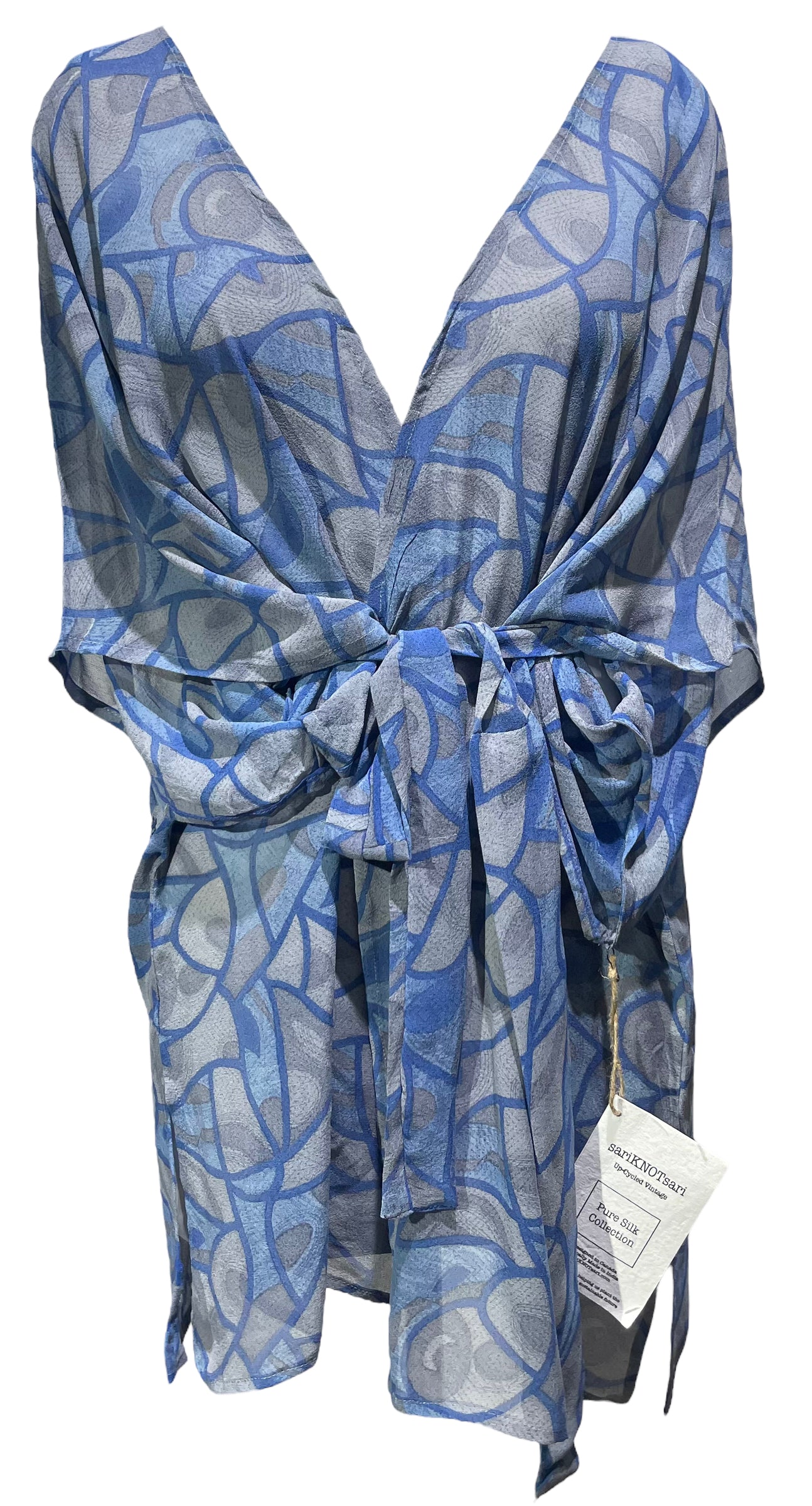 PRG3892 Sheer Avatar Pure Silk Kimono-Sleeved Jacket with Belt