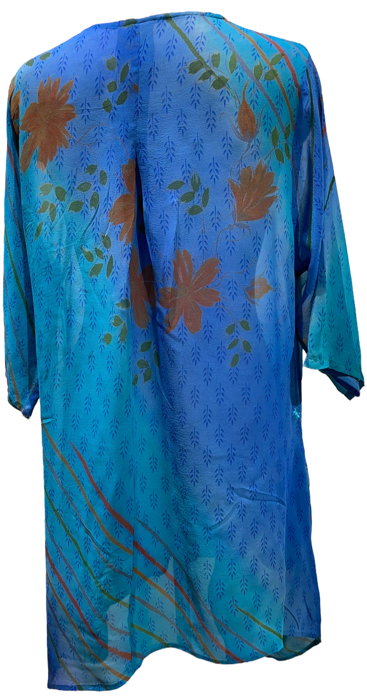 PRG5519 Sheer Wabi Sabi Pure Silk Self Pocket Tunic Dress