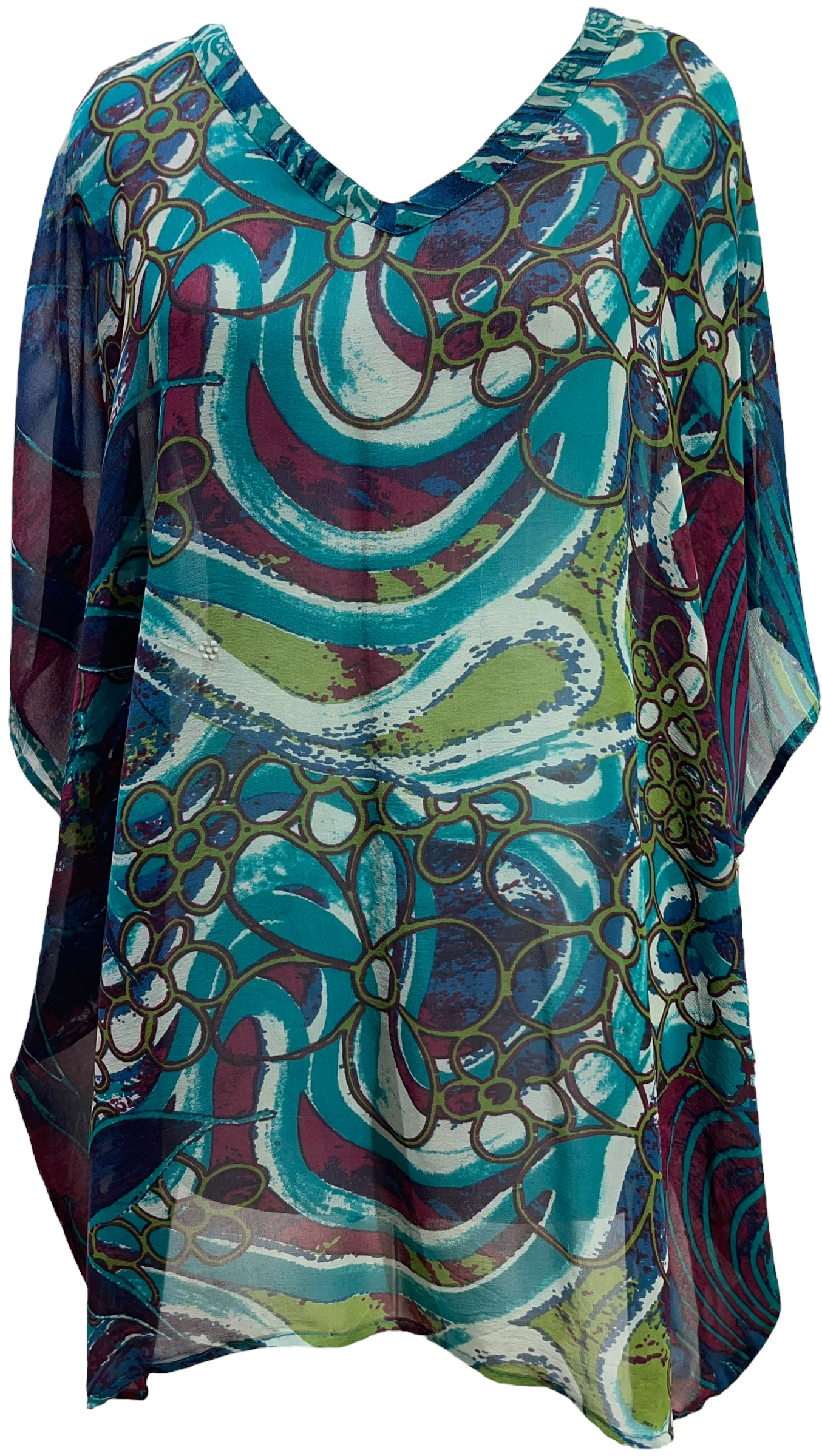 PRG5680 Sheer Avatar Pure Silk Short Kaftan Tunic