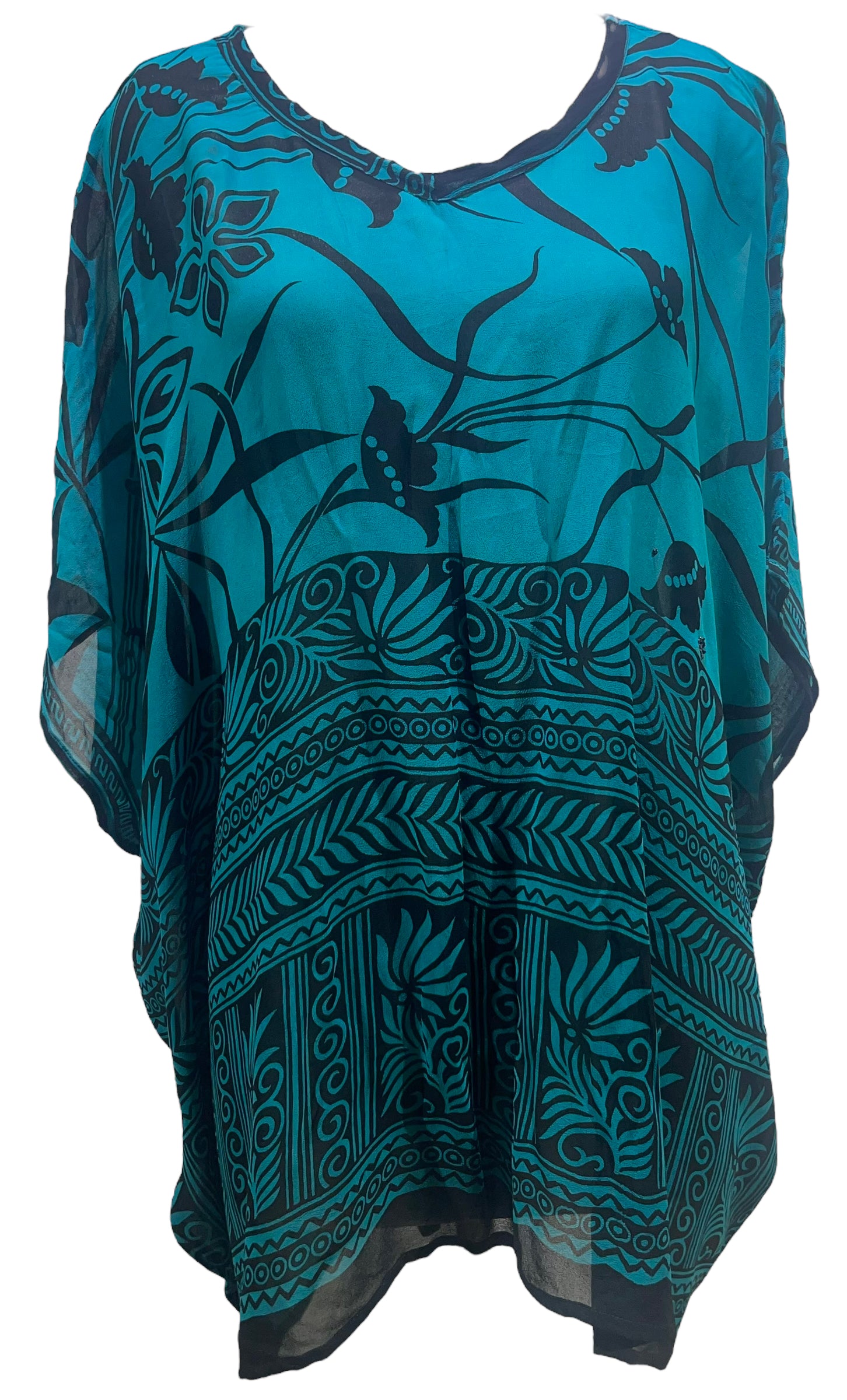 PRG5439 Sheer Wabi Sabi Pure Silk Short Kaftan Tunic