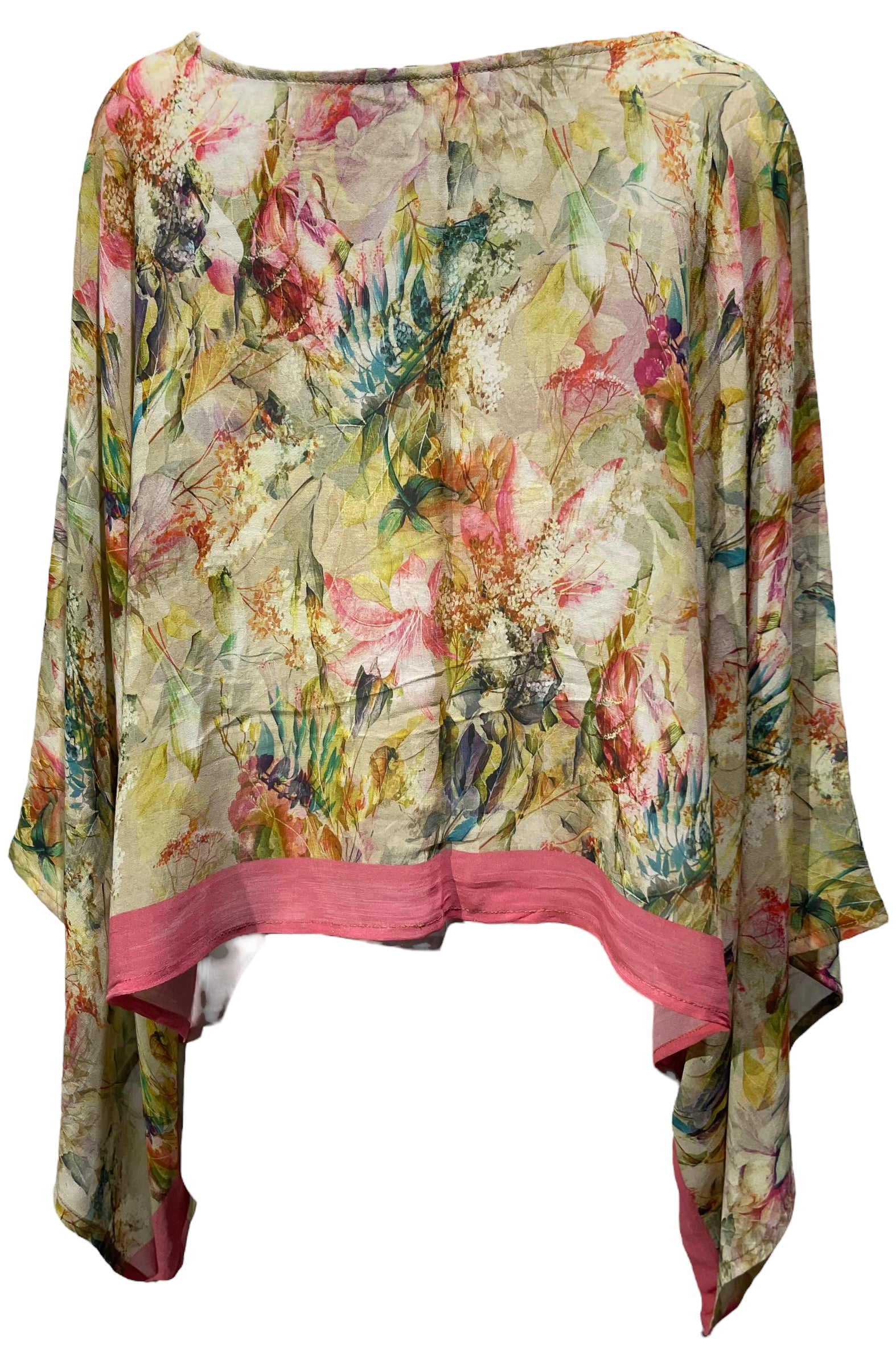 PRG4590 Sheer Avatar Pure Silk Kimono-Sleeved Top