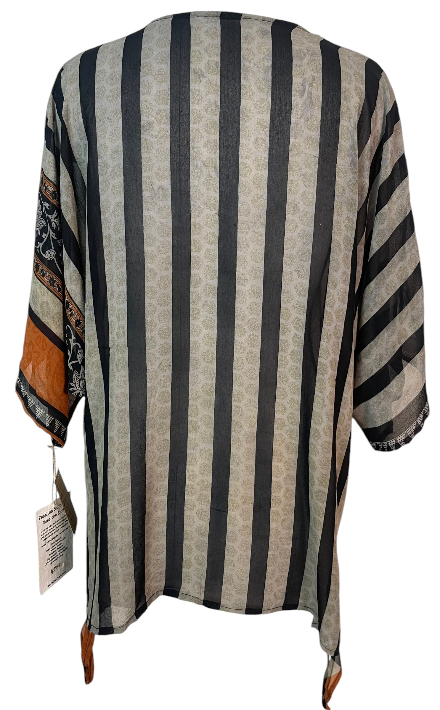 PRG5947 Sheer Wabi Sabi Pure Silk Long Tunic with Side Ties