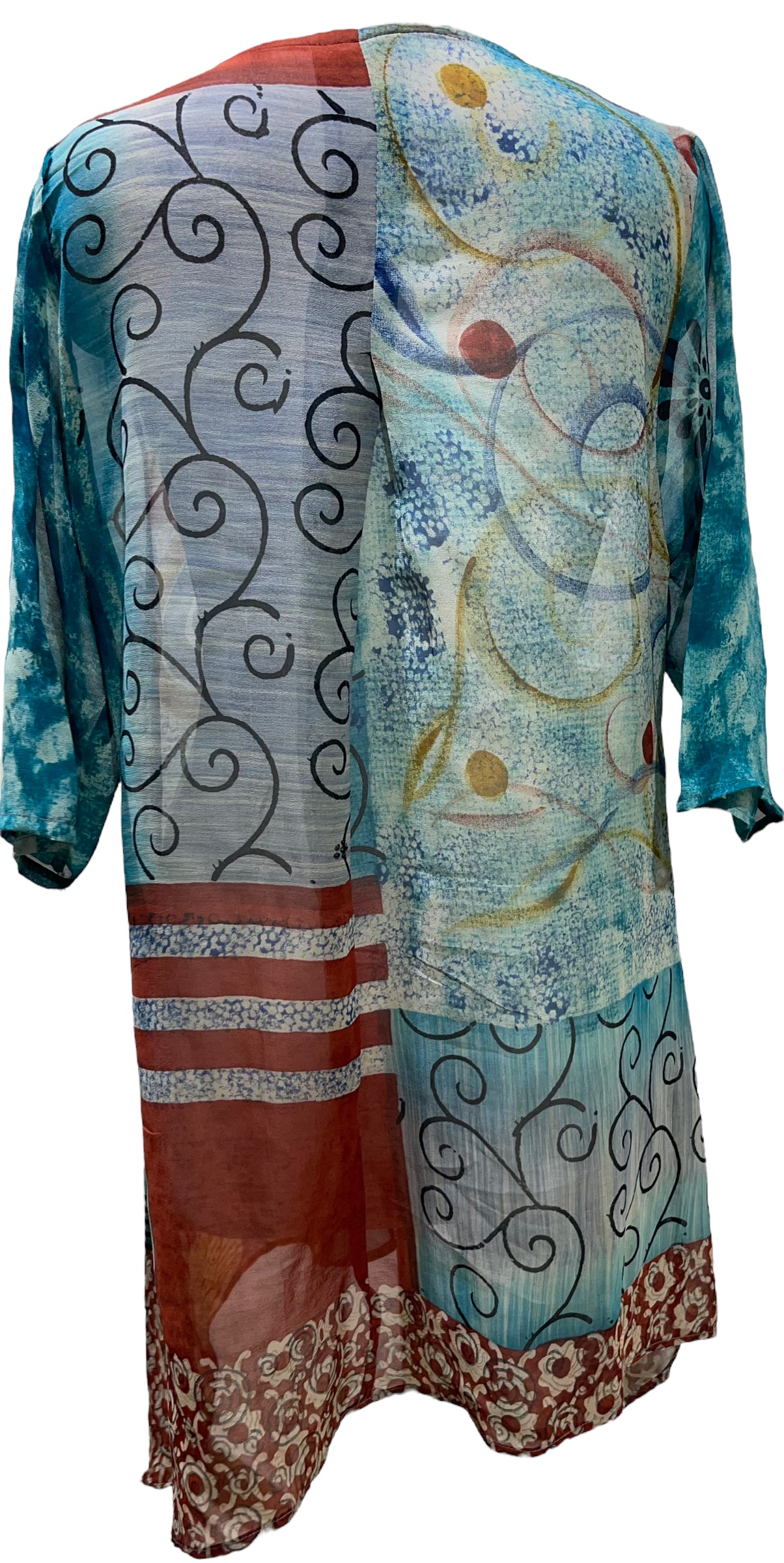 PRG5506 Sheer Avatar Pure Silk Self Pocket Tunic Dress