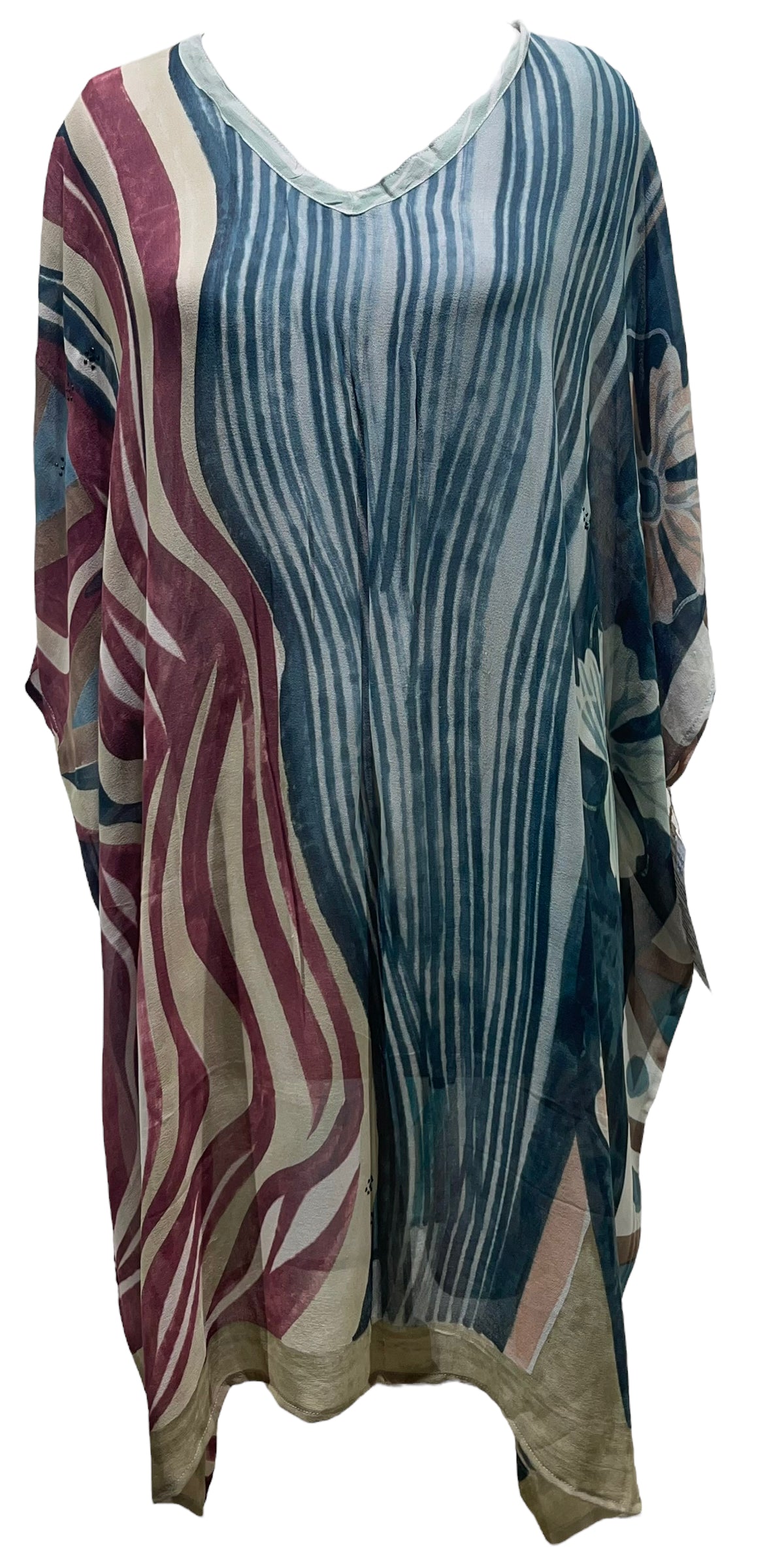 PRG5386 Sheer Avatar Pure Silk Midi Length Kaftan