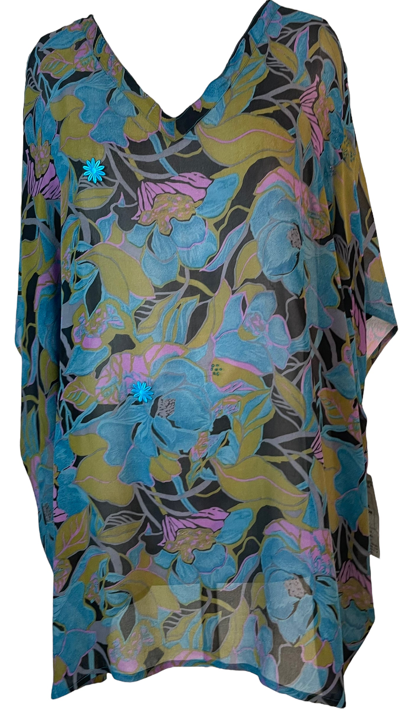 PRG5786 Sheer Avatar Pure Silk Short Kaftan Tunic