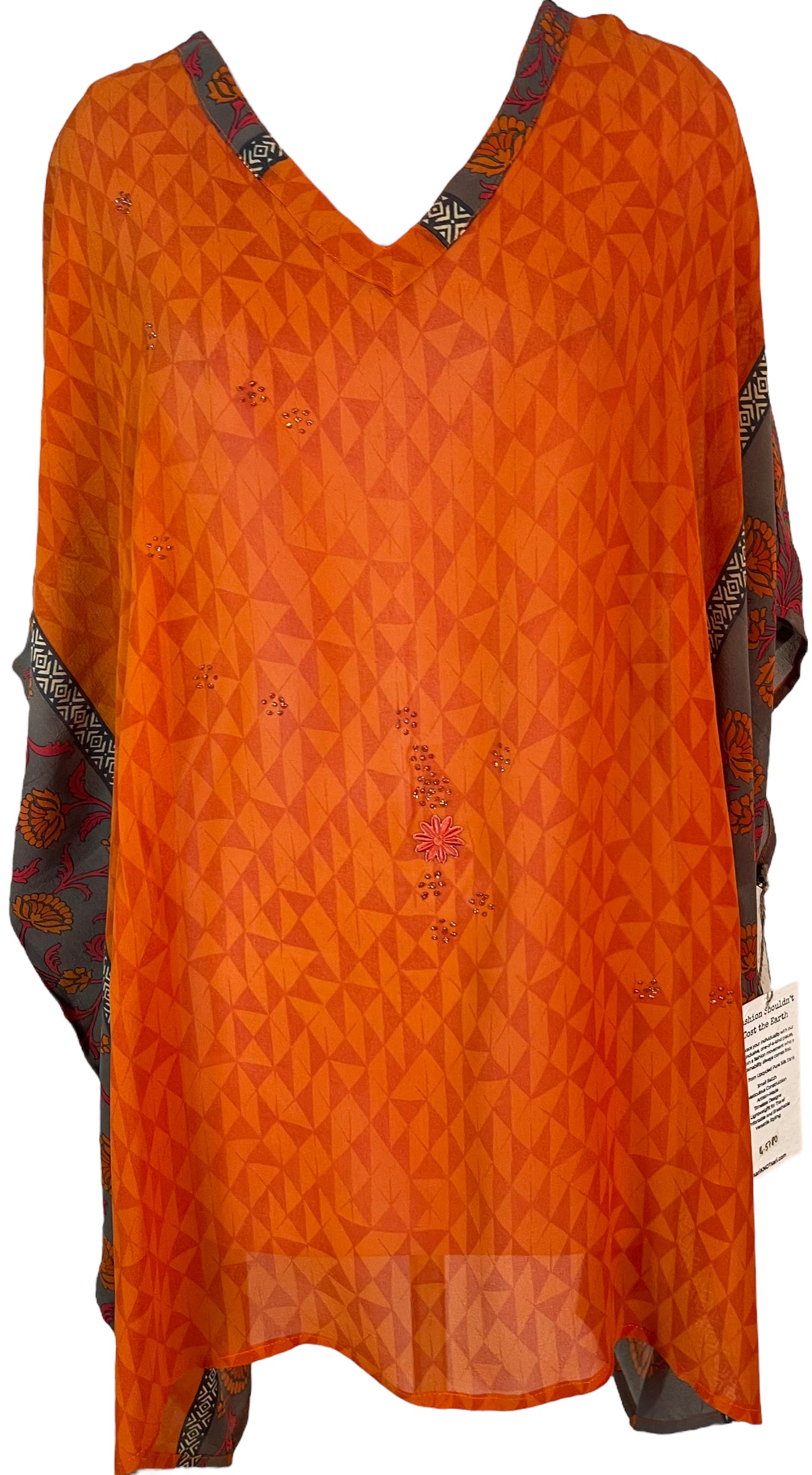 PRG5780 Sheer Avatar Pure Silk Short Kaftan Tunic