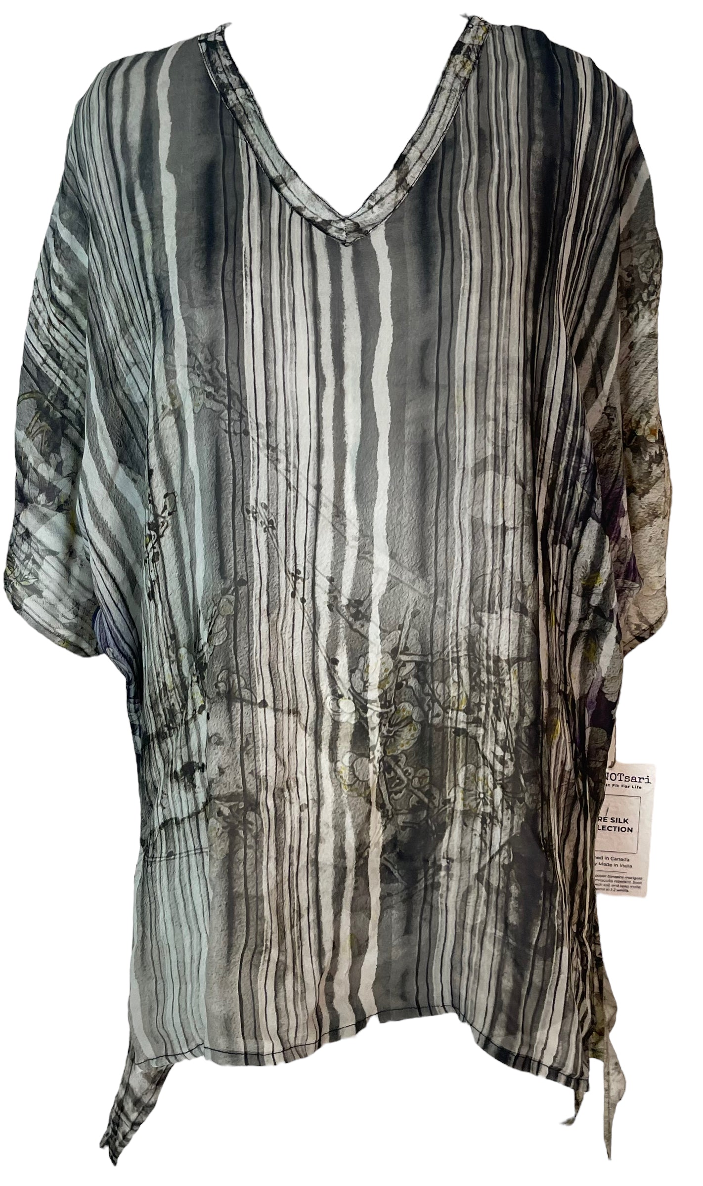 PRC5952 Avatar Pure Silk Long Tunic with Side Ties