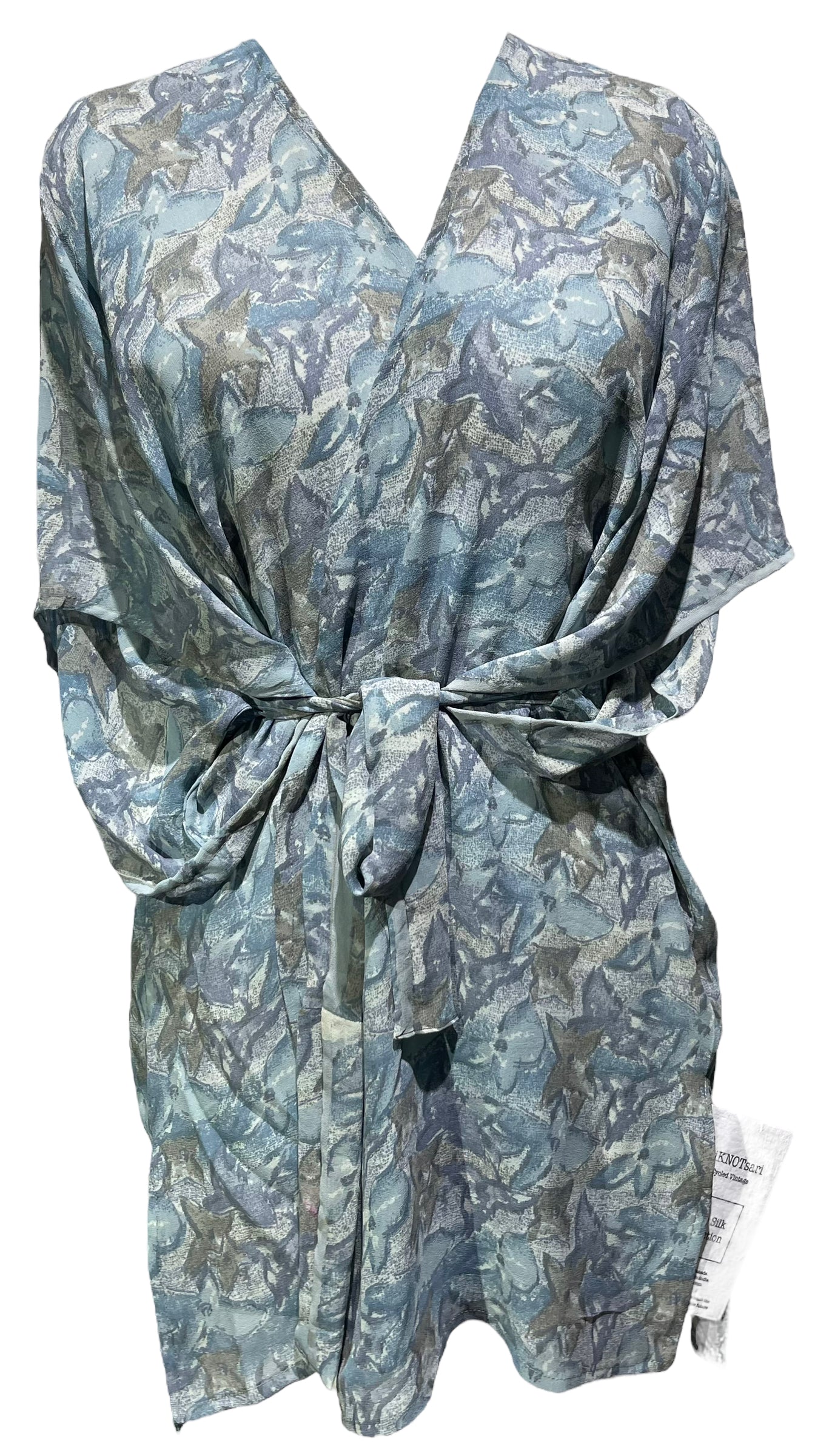 PRG4875A  Sheer Avatar Pure Silk Kimono-Sleeved Jacket with Belt