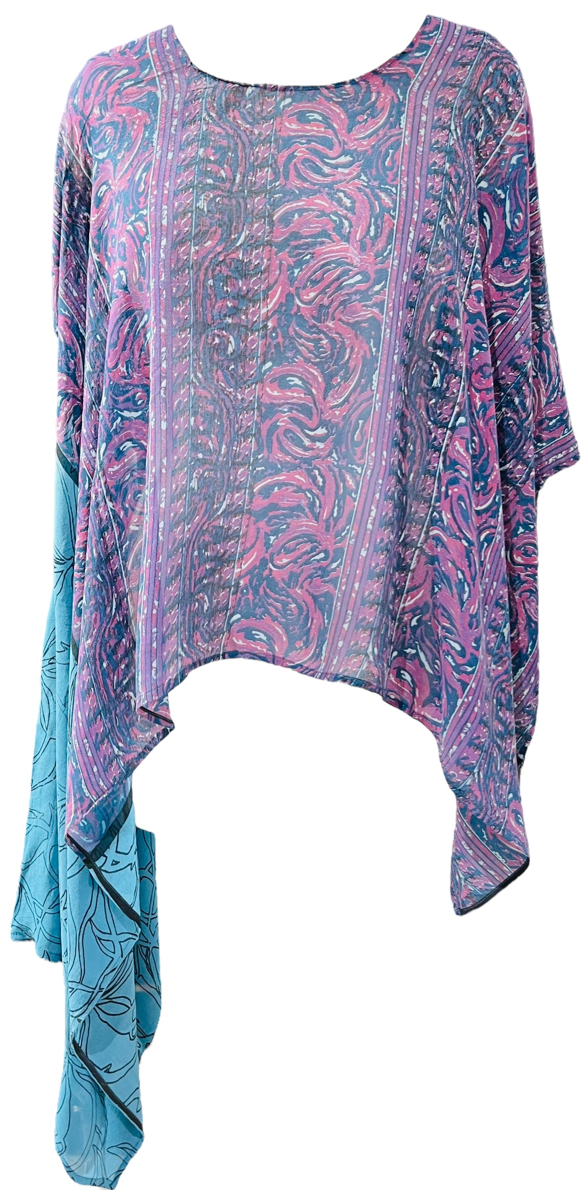 SOLD  PRG3598 Sheer Avatar Pure Silk Versatile Vest by sariKNOTsari – Handmade ethical Vest from sariKNOTsari using upcycled silk. Designed in Canada for travel and slow fashion, loved from Toronto to LA to Sydney. Featuring Zsiska, Bryn Walker and Artisan Leather coats by Rejean Pepin, Pepin designs