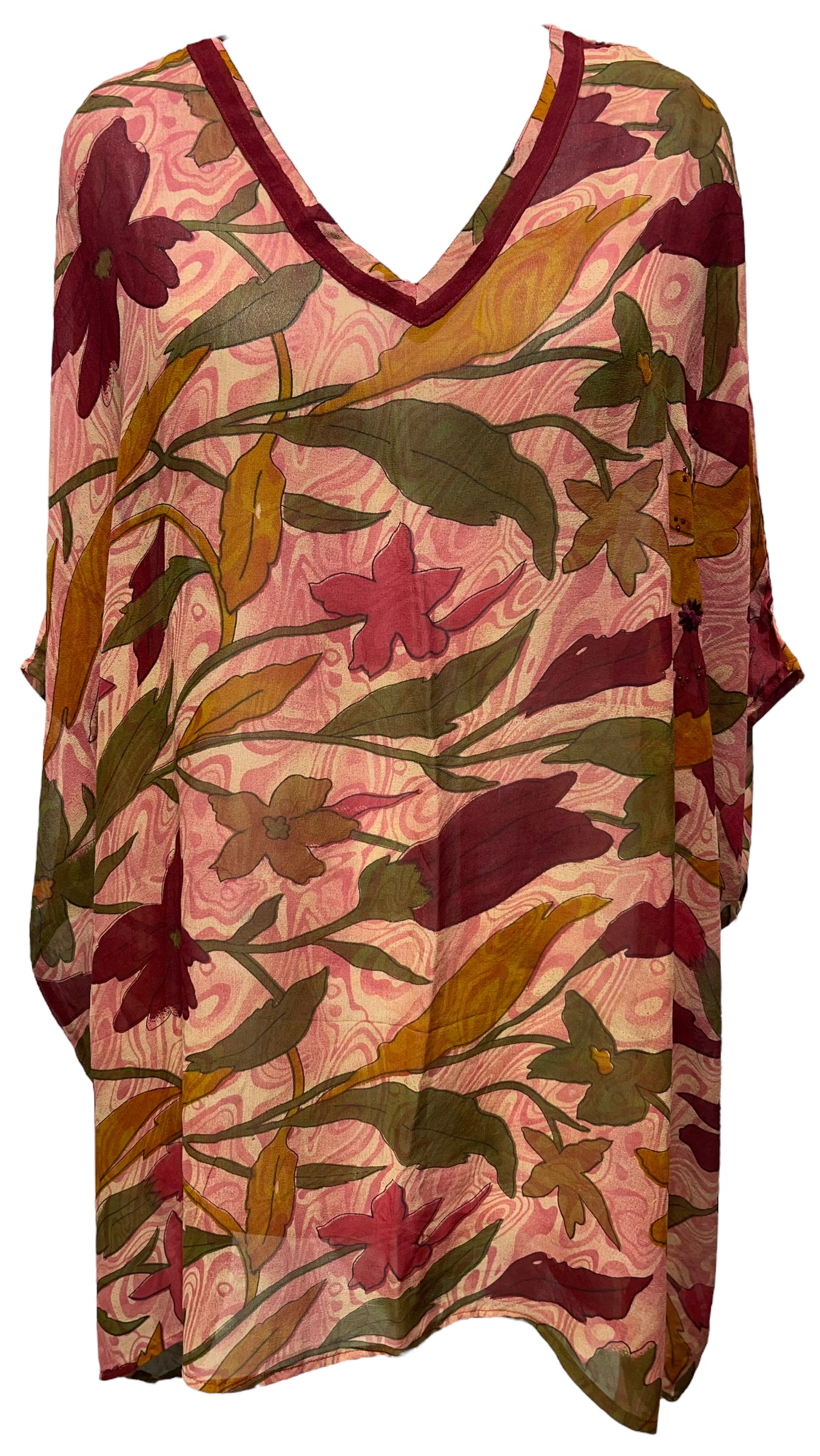 PRG3889 Sheer Avatar Pure Silk Short Kaftan Tunic