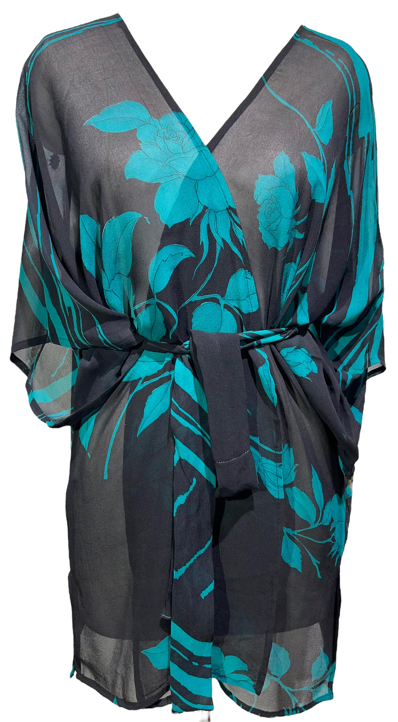 PRG3078 Sheer Avatar Pure Silk Kimono-Sleeved Jacket with Belt