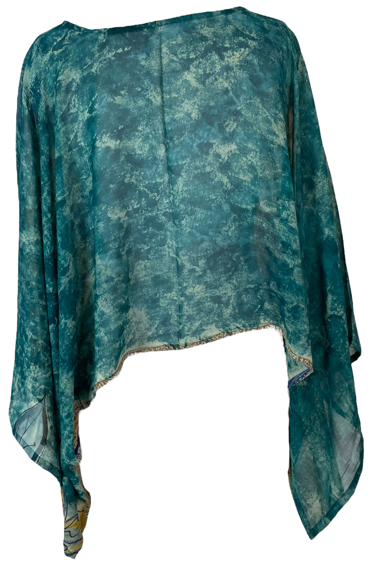 PRG5789 Sheer Avatar Pure Silk Kimono-Sleeved Top