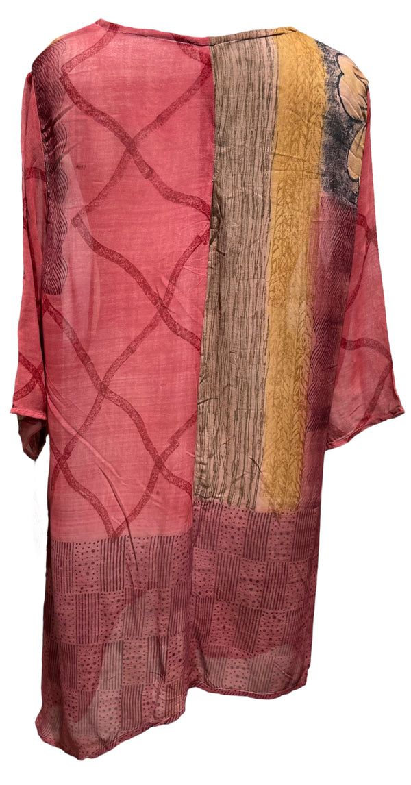 PRG3518 Sheer Avatar Pure Silk Self Pocket Tunic Dress