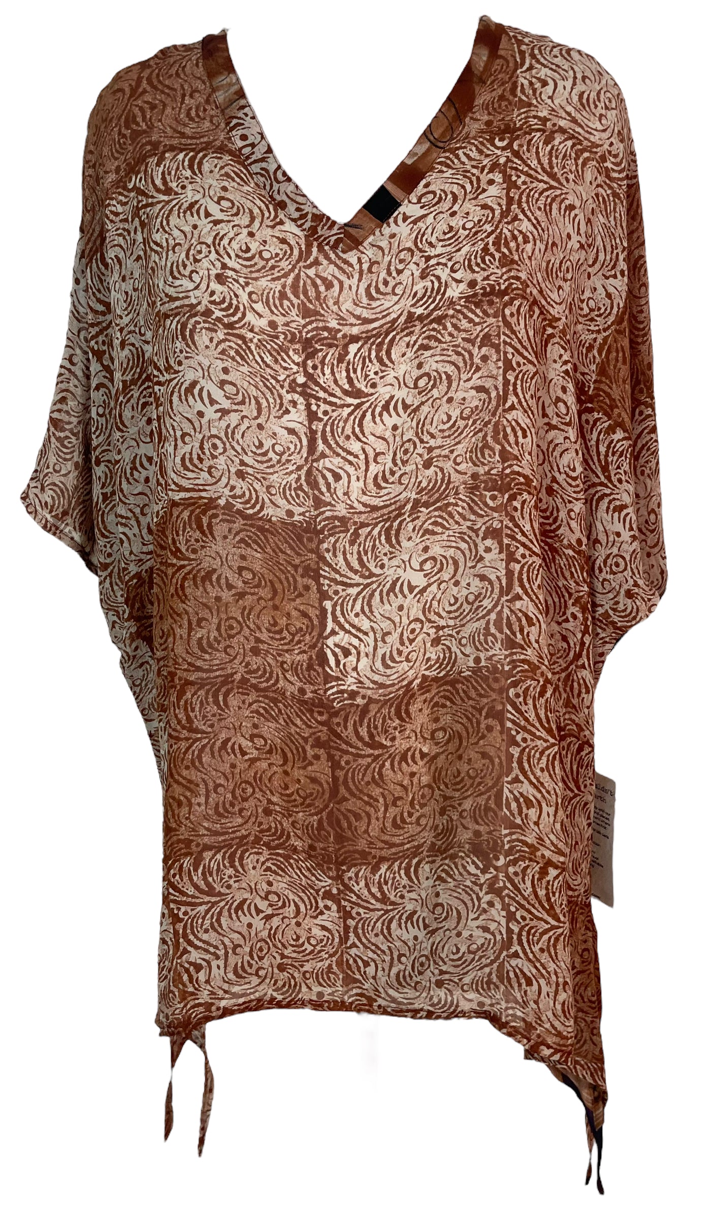 PRG5948 Sheer Avatar Pure Silk Long Tunic with Side Ties