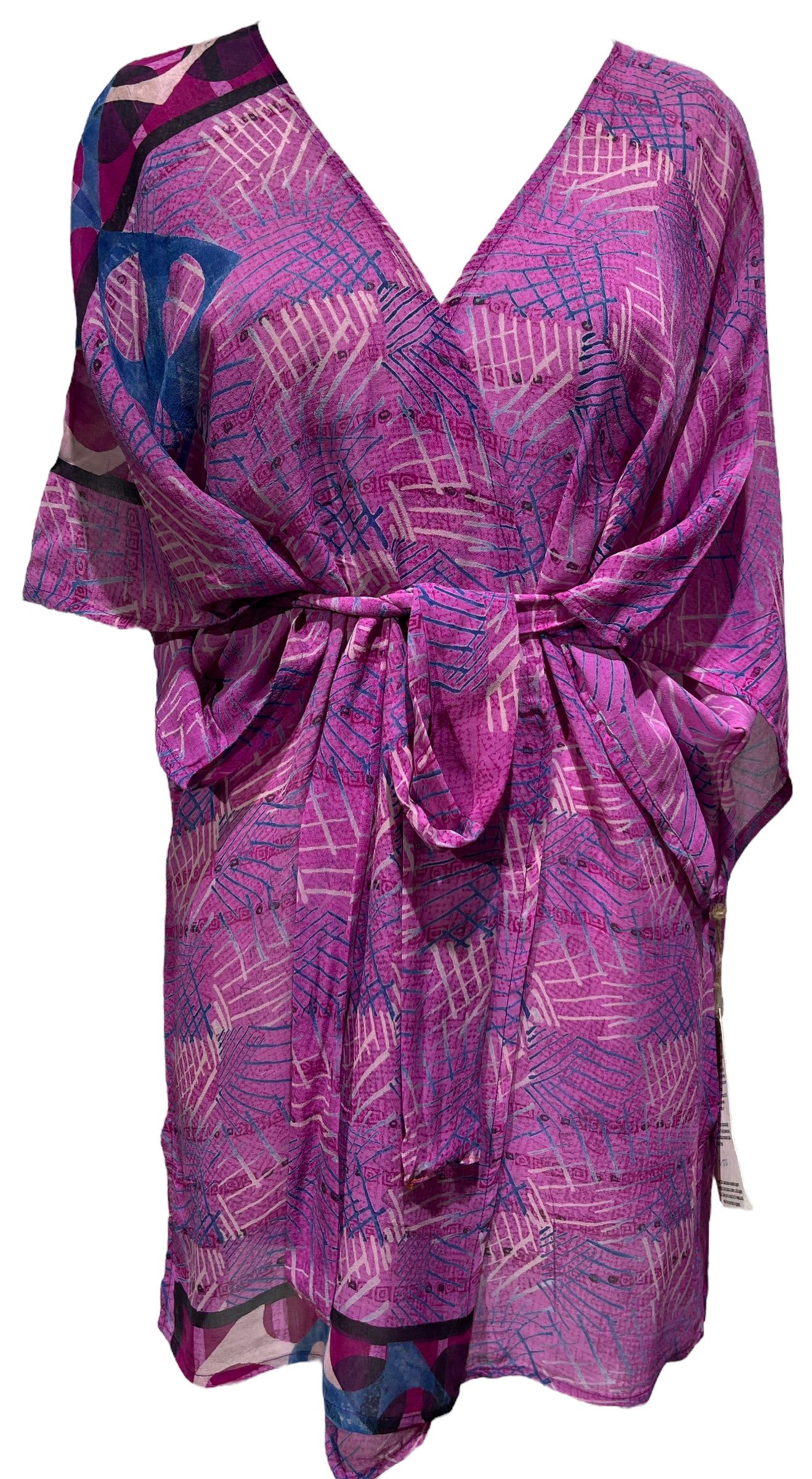 PRG3566 Sheer Avatar Pure Silk Kimono-Sleeved Jacket with Belt