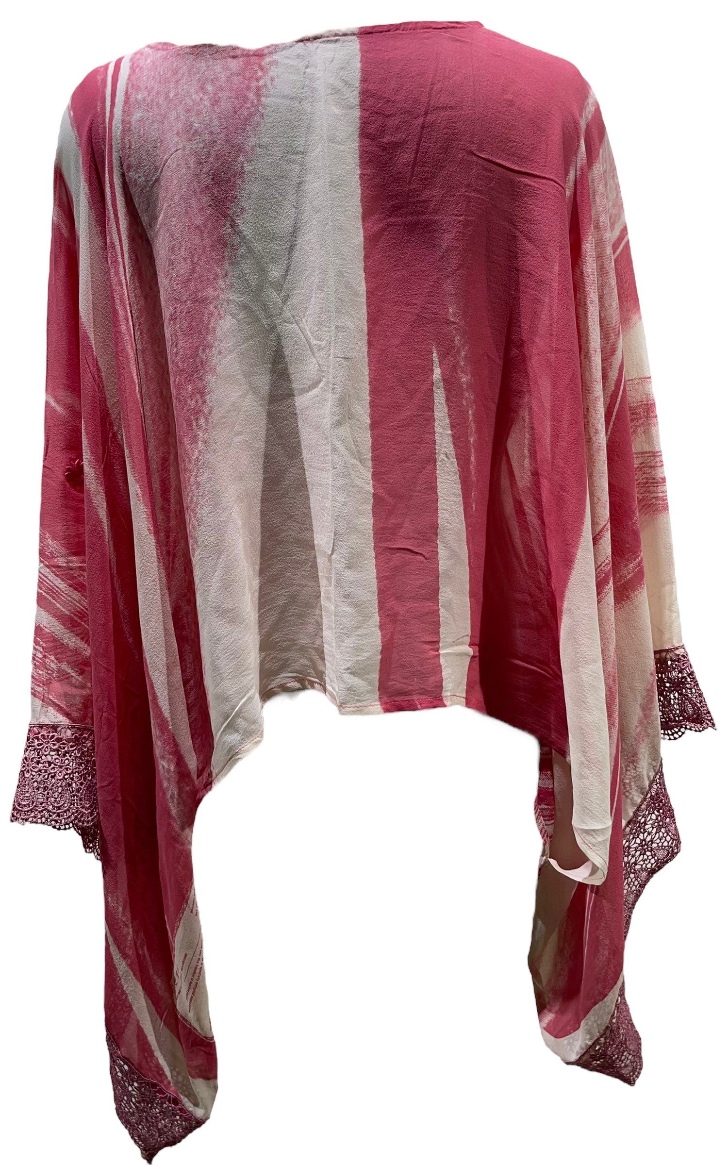 PRG5441 Sheer Wabi Sabi Pure Silk Kimono-Sleeved Top