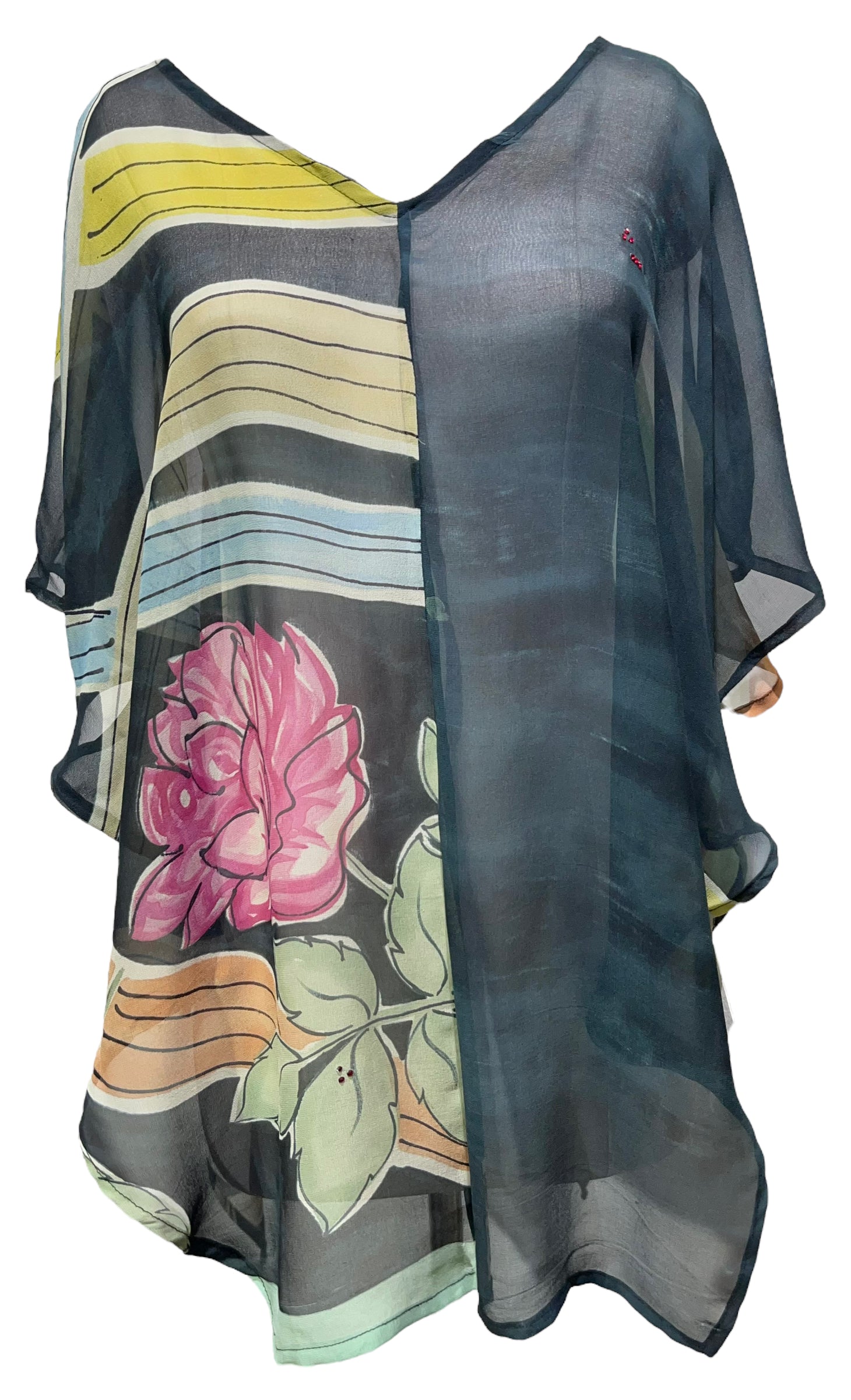 PRG5172 Sheer  Wabi Sabi Pure Silk Waterfall Top