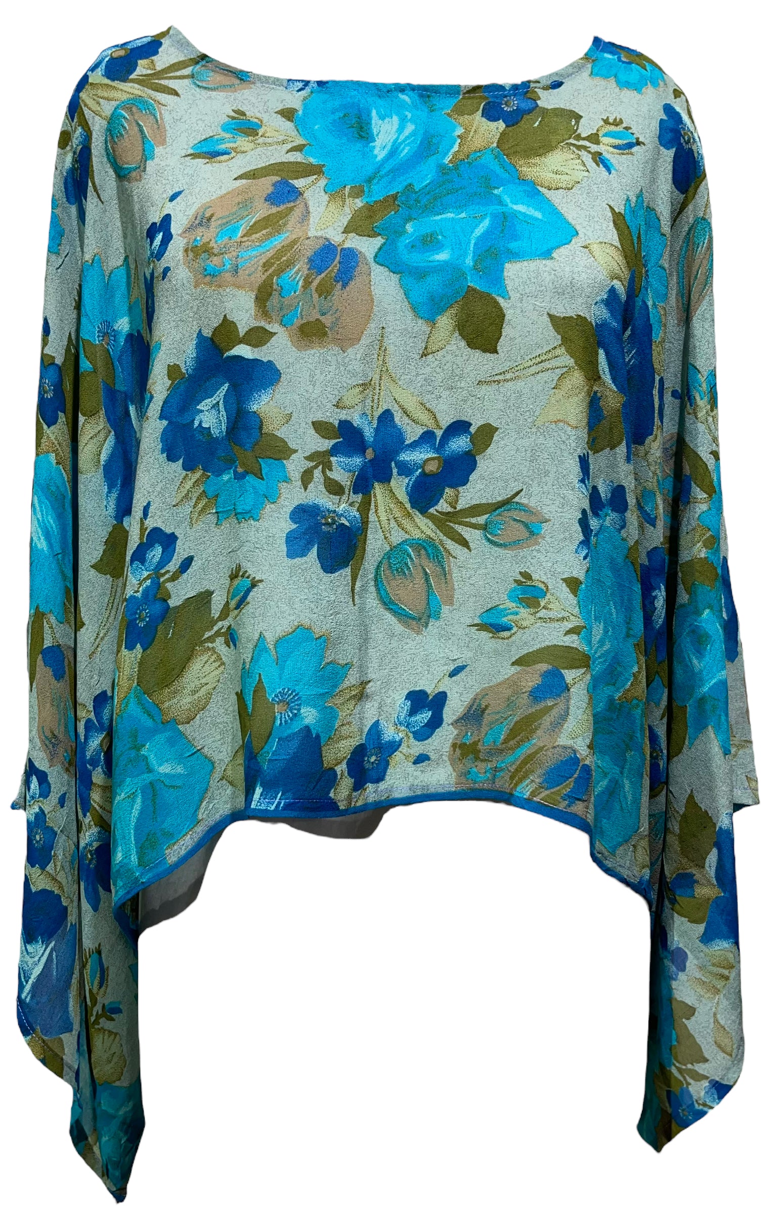 PRG4813 Sheer Avatar Pure Silk Kimono-Sleeved Top