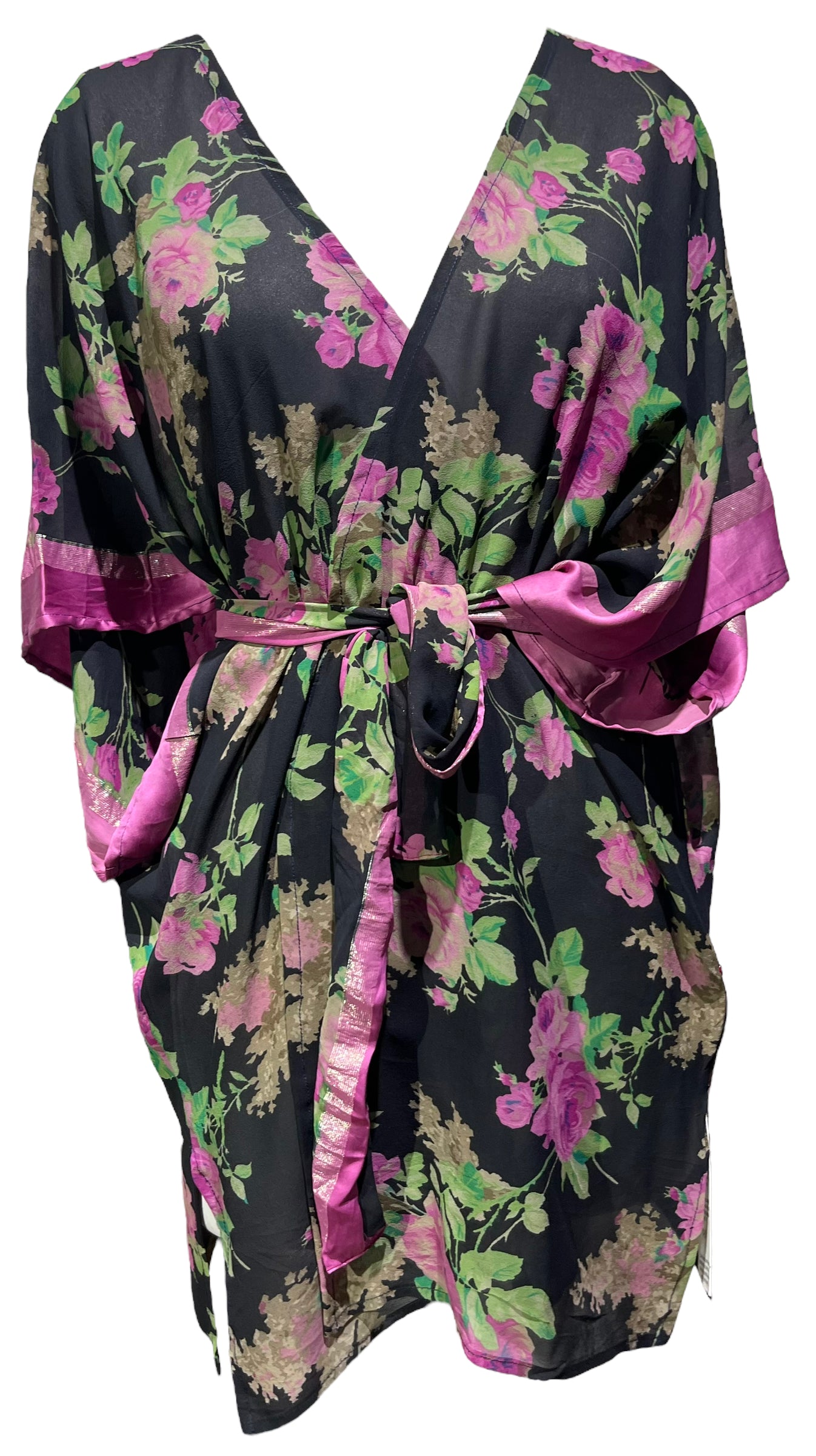 PRG4871 Sheer Avatar Pure Silk Kimono-Sleeved Jacket with Belt