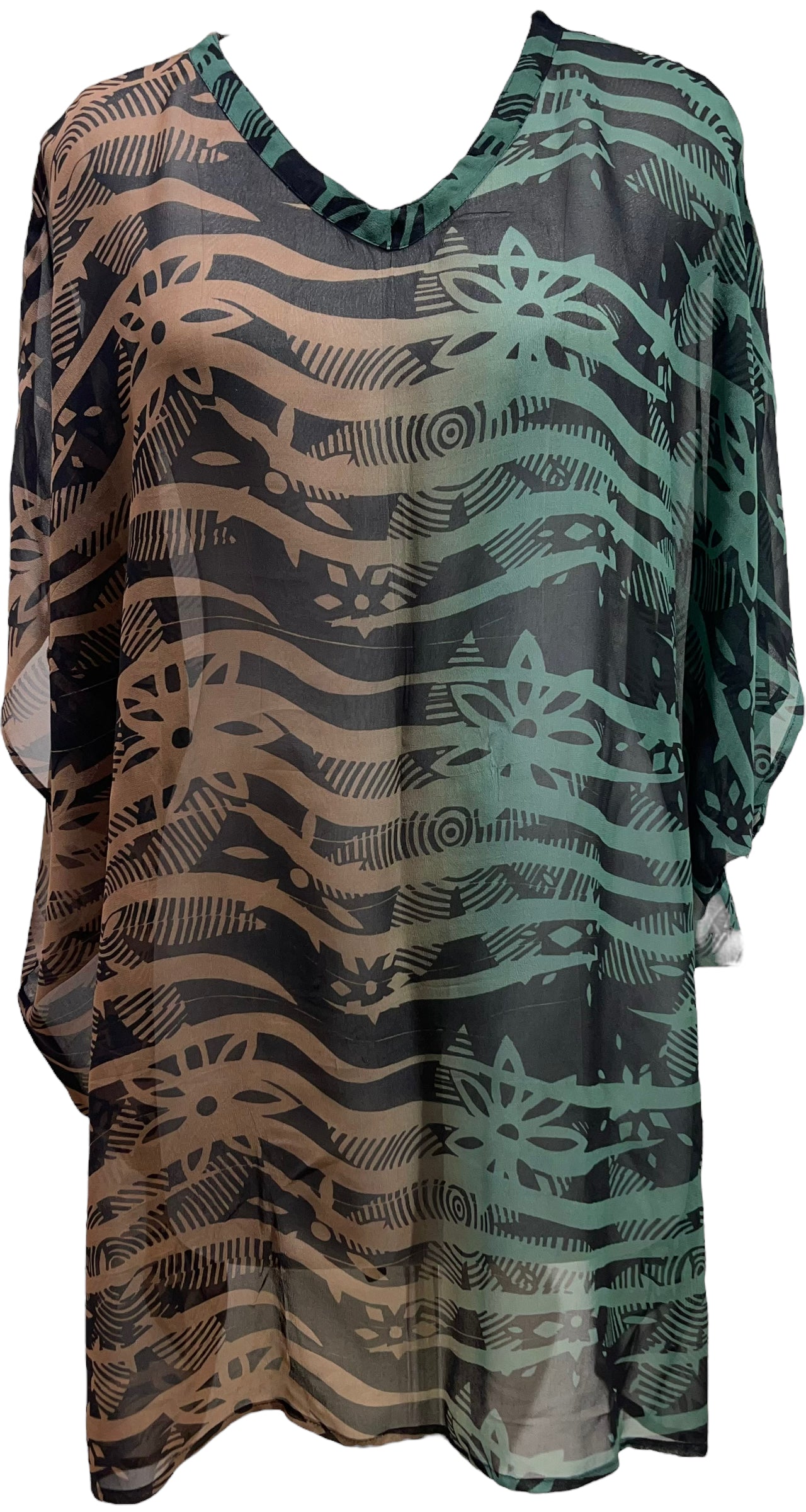 PRG5684 Sheer Avatar Pure Silk Short Kaftan Tunic