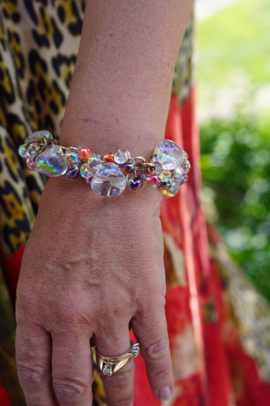 Orange Aurora Lampwork Glass Bracelet