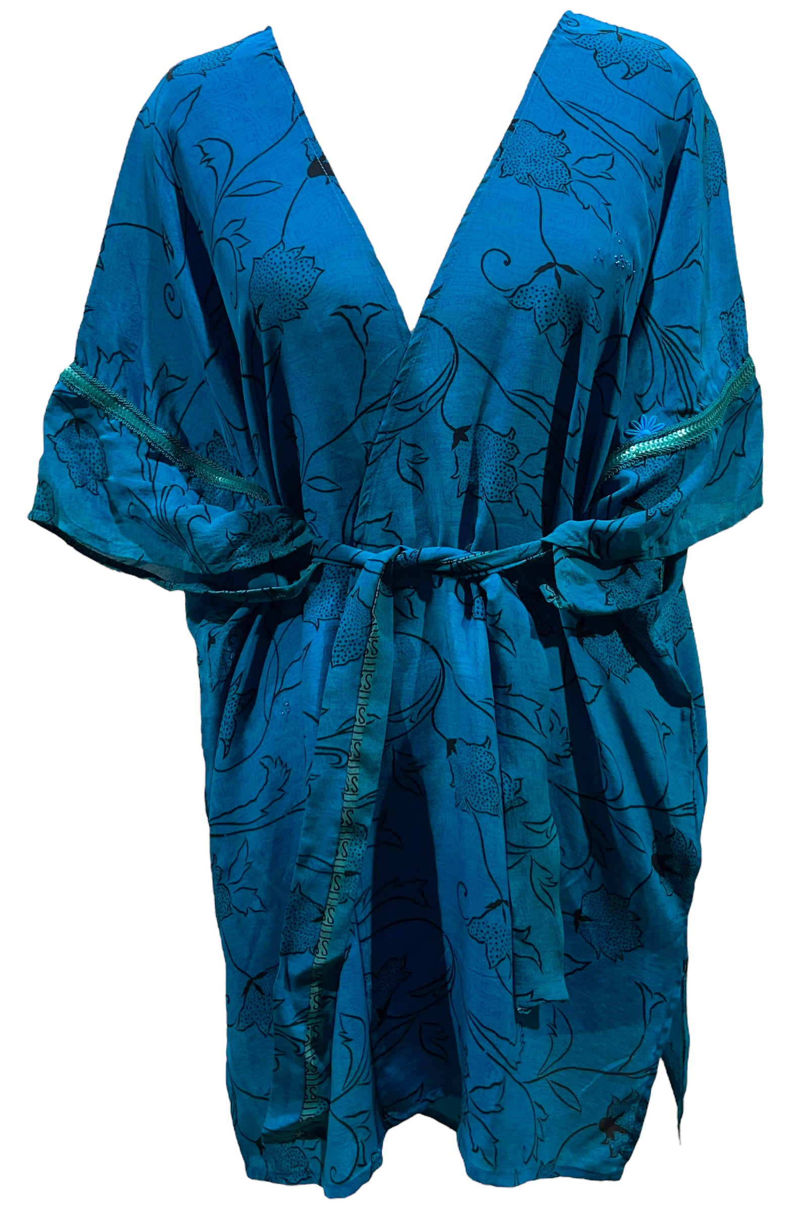 PRC5552 Avatar Pure Silk Kimono-Sleeved Jacket with Belt