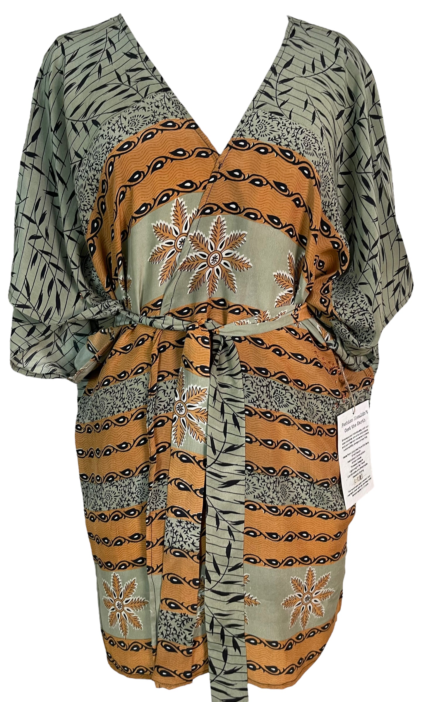 PRC5383 Avatar Pure Silk Kimono-Sleeved Jacket with Belt