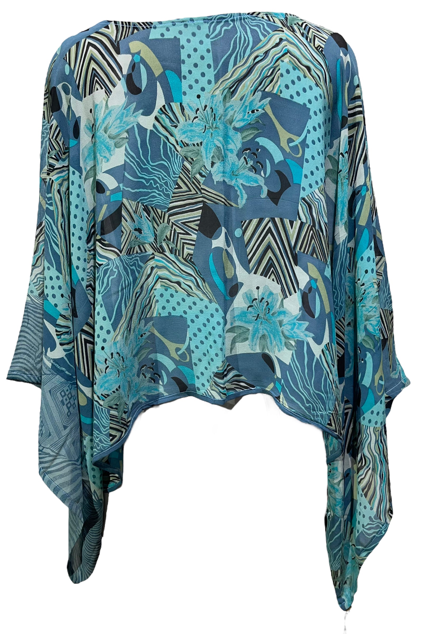 PRG4427 Sheer Avatar Pure Silk Kimono-Sleeved Top