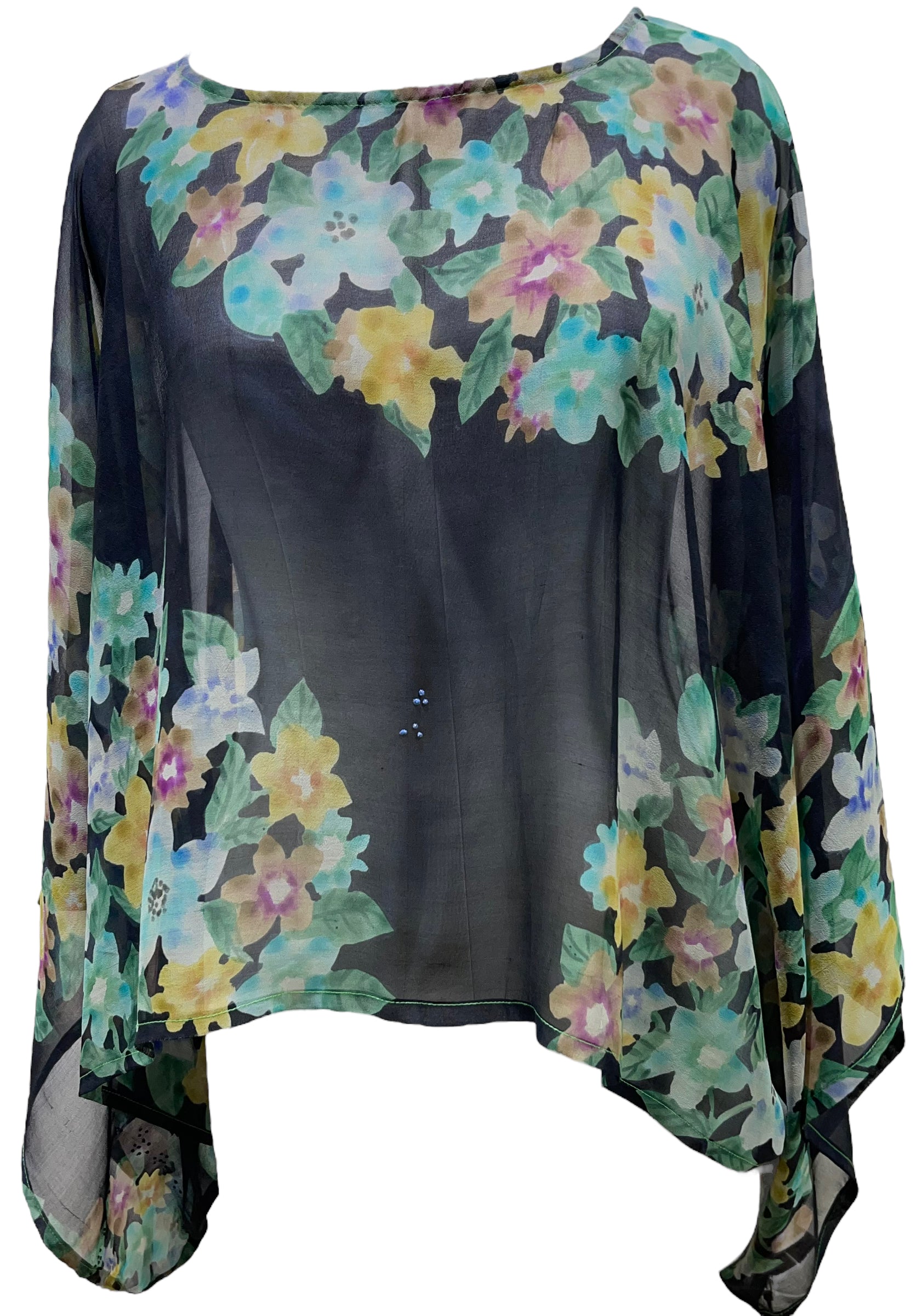 PRG4940  Sheer Avatar Pure Silk Kimono-Sleeved Top