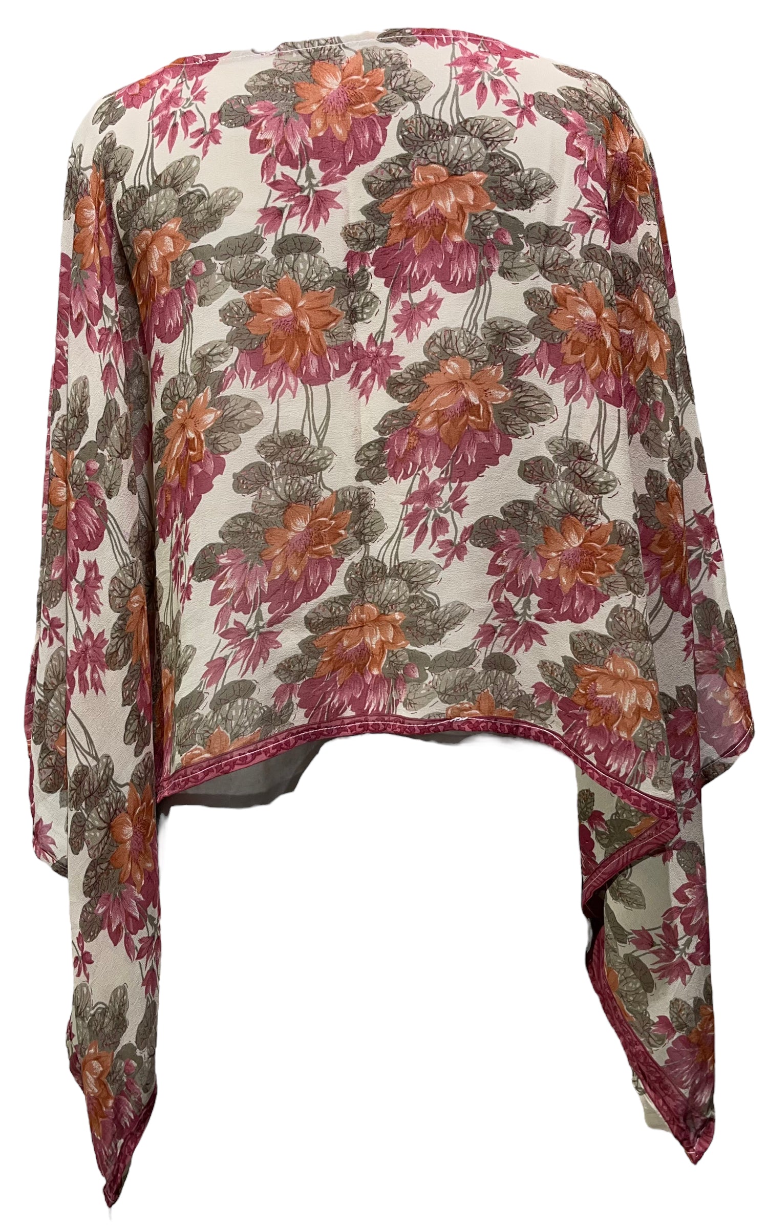 PRG4431 Sheer Avatar Pure Silk Kimono-Sleeved Top