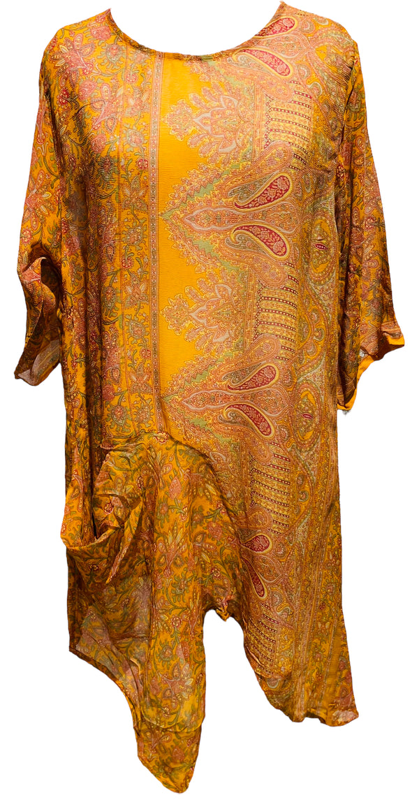 PRG3512 Sheer Avatar Pure Silk Self Pocket Tunic Dress