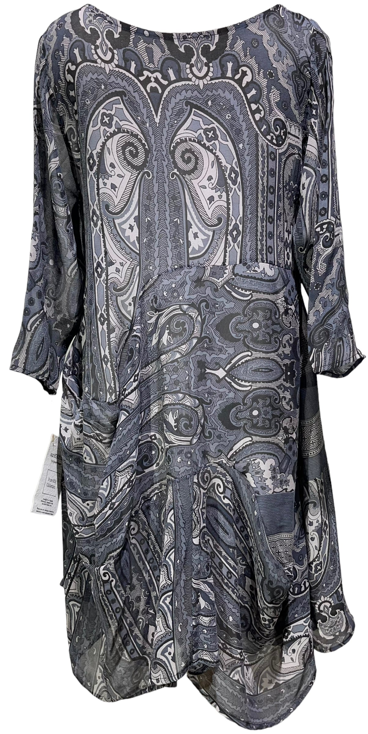 PRG4089 Sheer Avatar Pure Silk Sculptural Long Tunic Dress