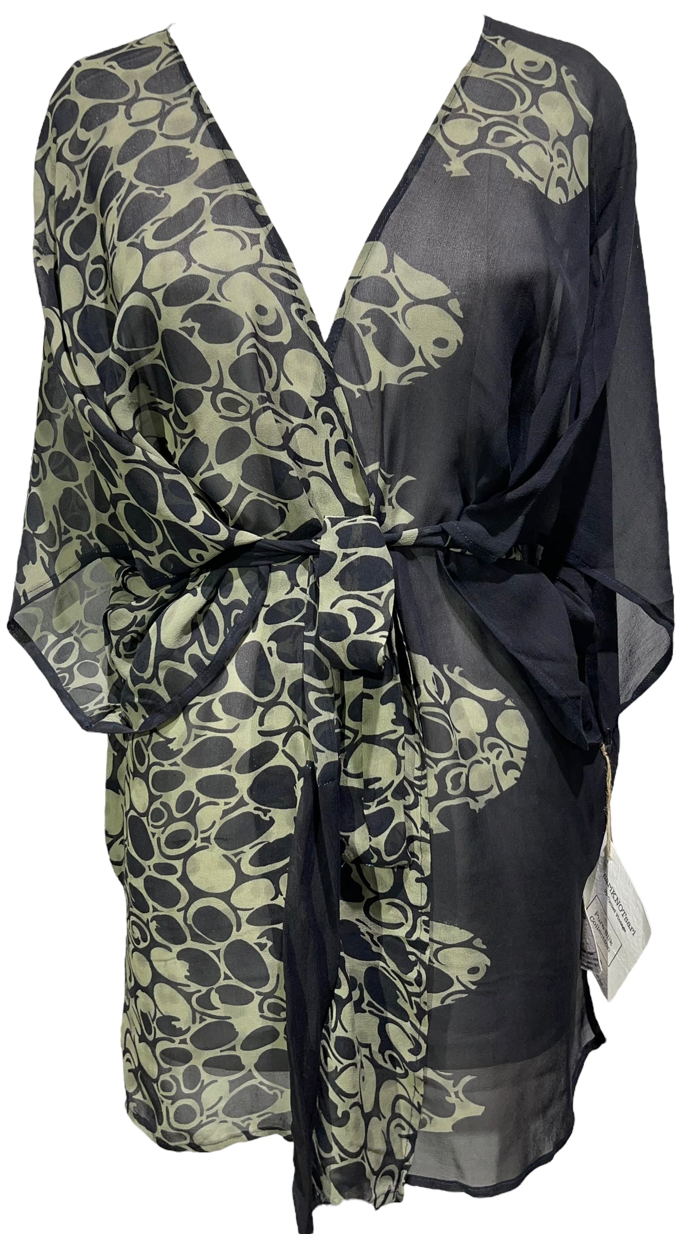 PRG3089 Sheer Avatar Pure Silk Kimono-Sleeved Jacket with Belt