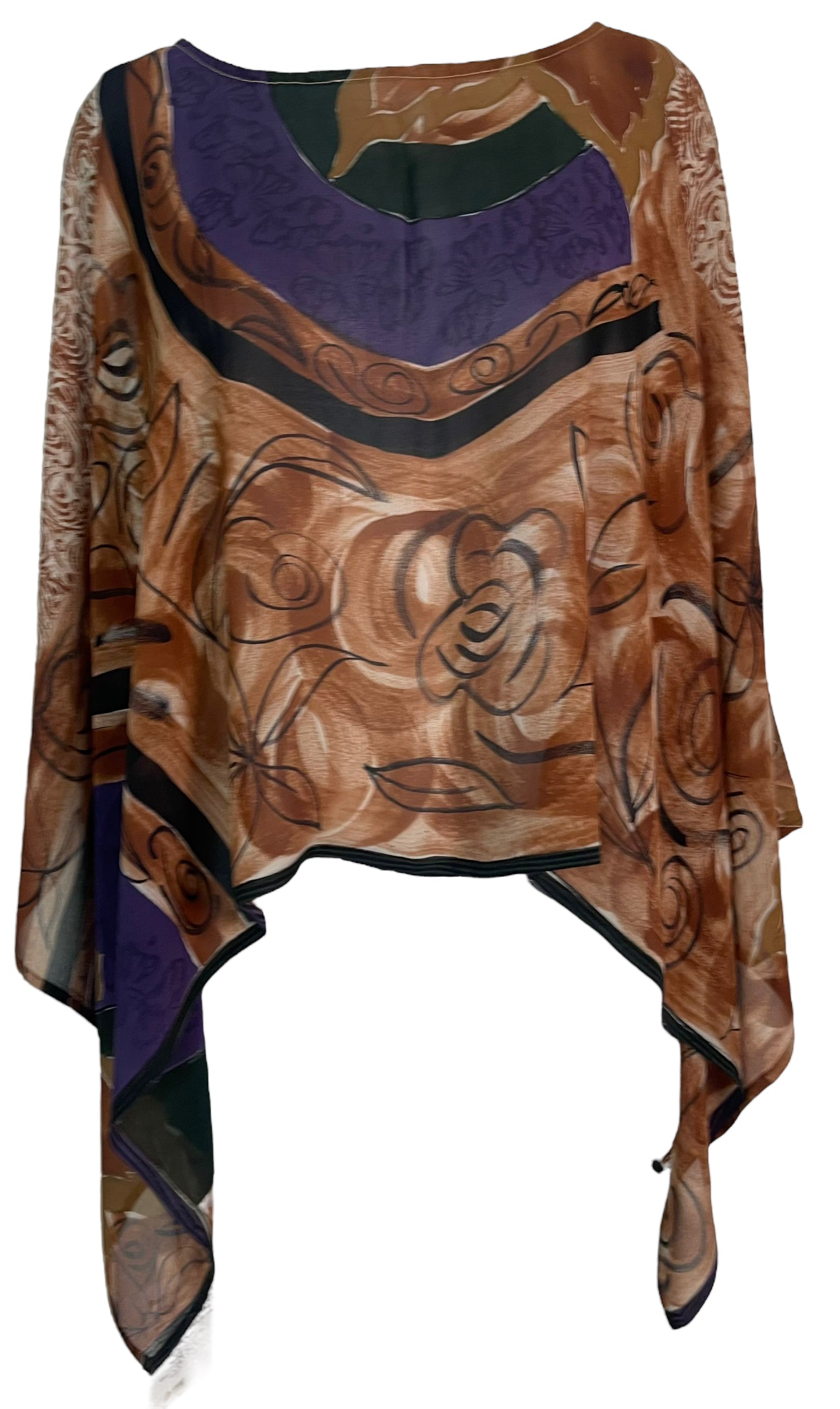 PRC5948 Avatar Pure Silk Capelet Poncho