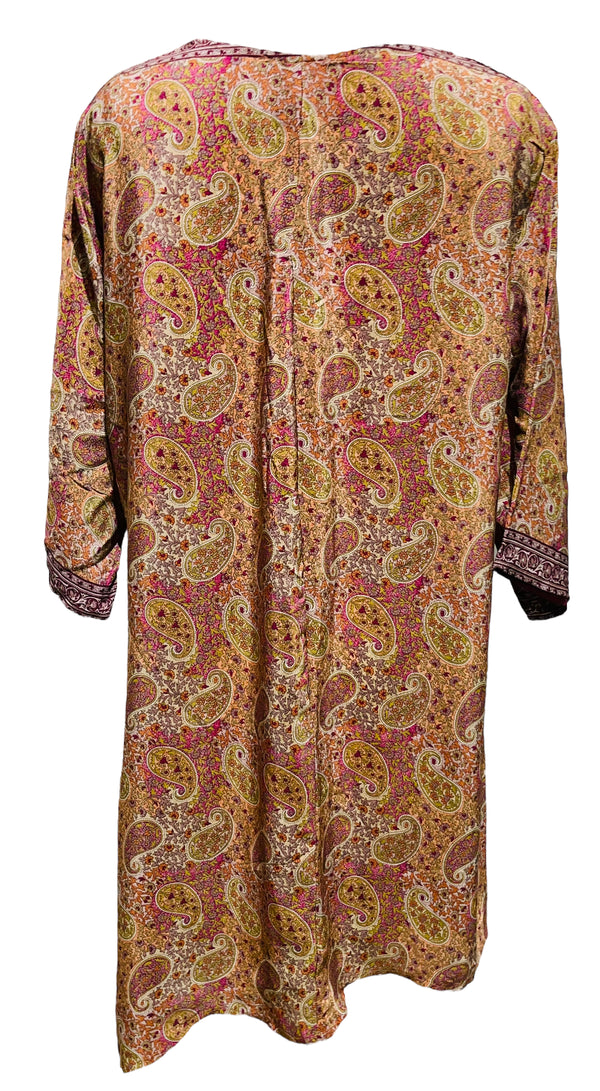 PRC3523 Avatar Pure Silk Self Pocket Tunic Dress