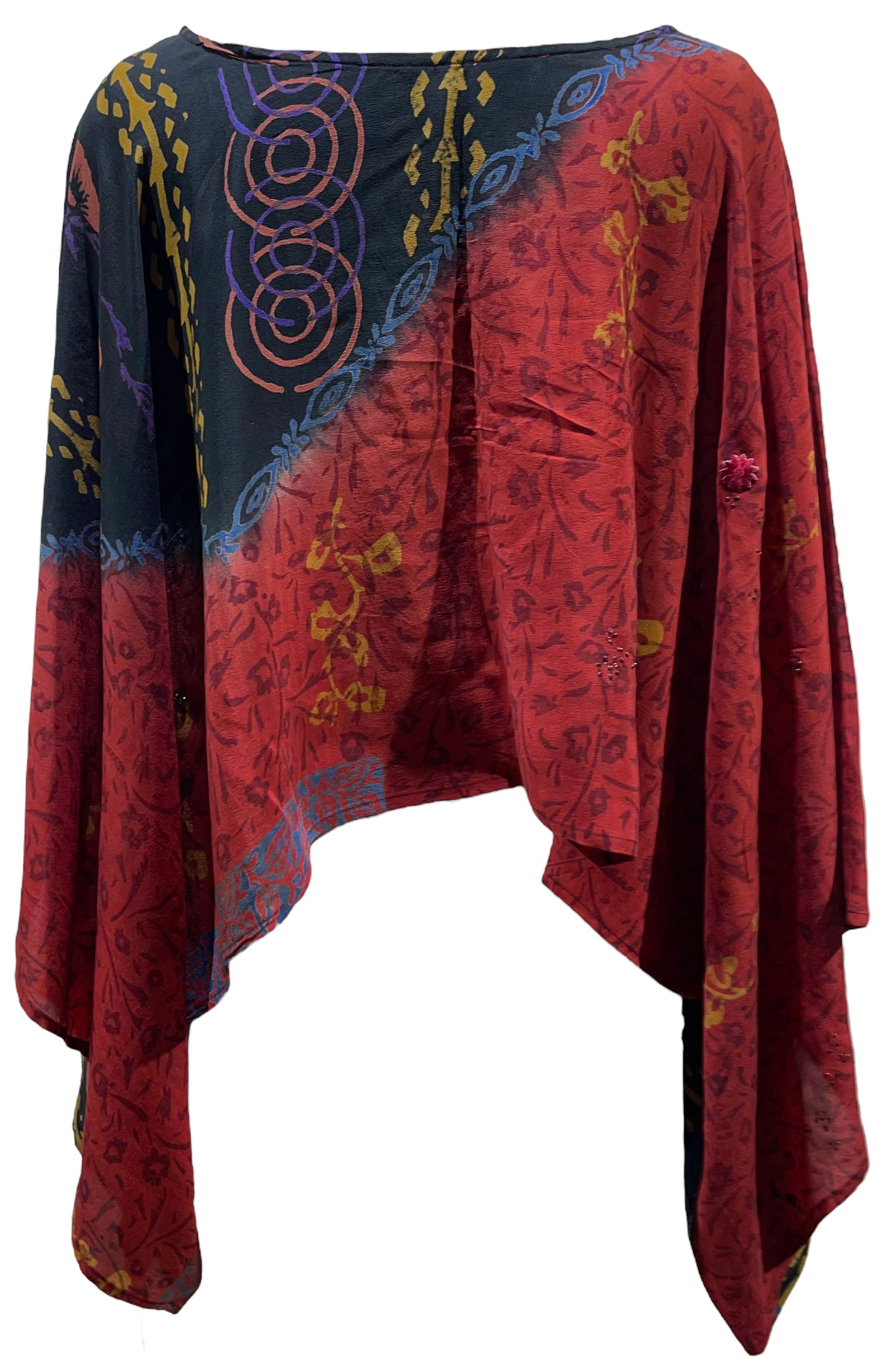 PRC5537 Avatar Pure Silk Kimono-Sleeved Top