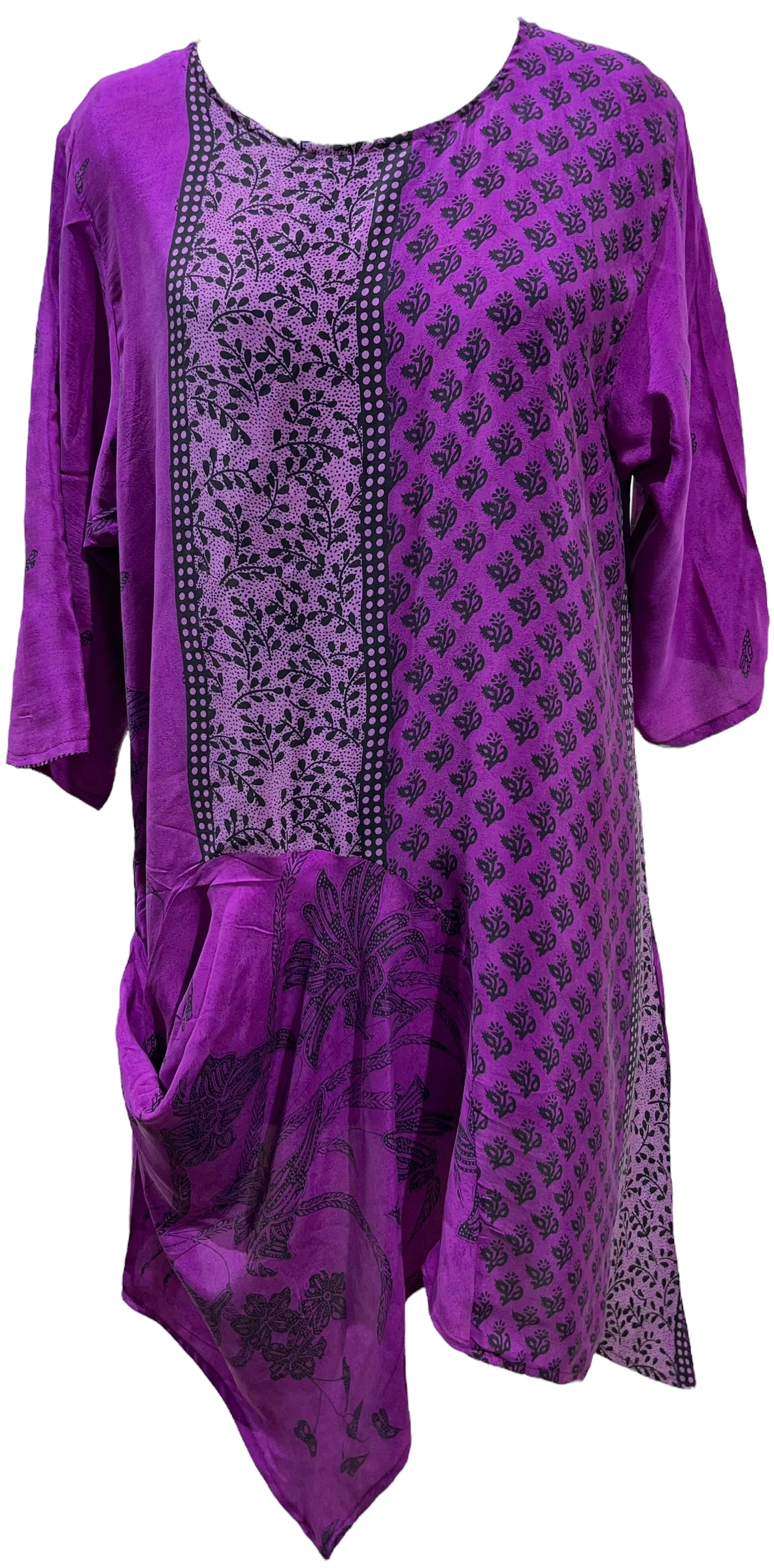 PRC5497 Wabi Sabi Pure Silk Self Pocket Tunic Dress