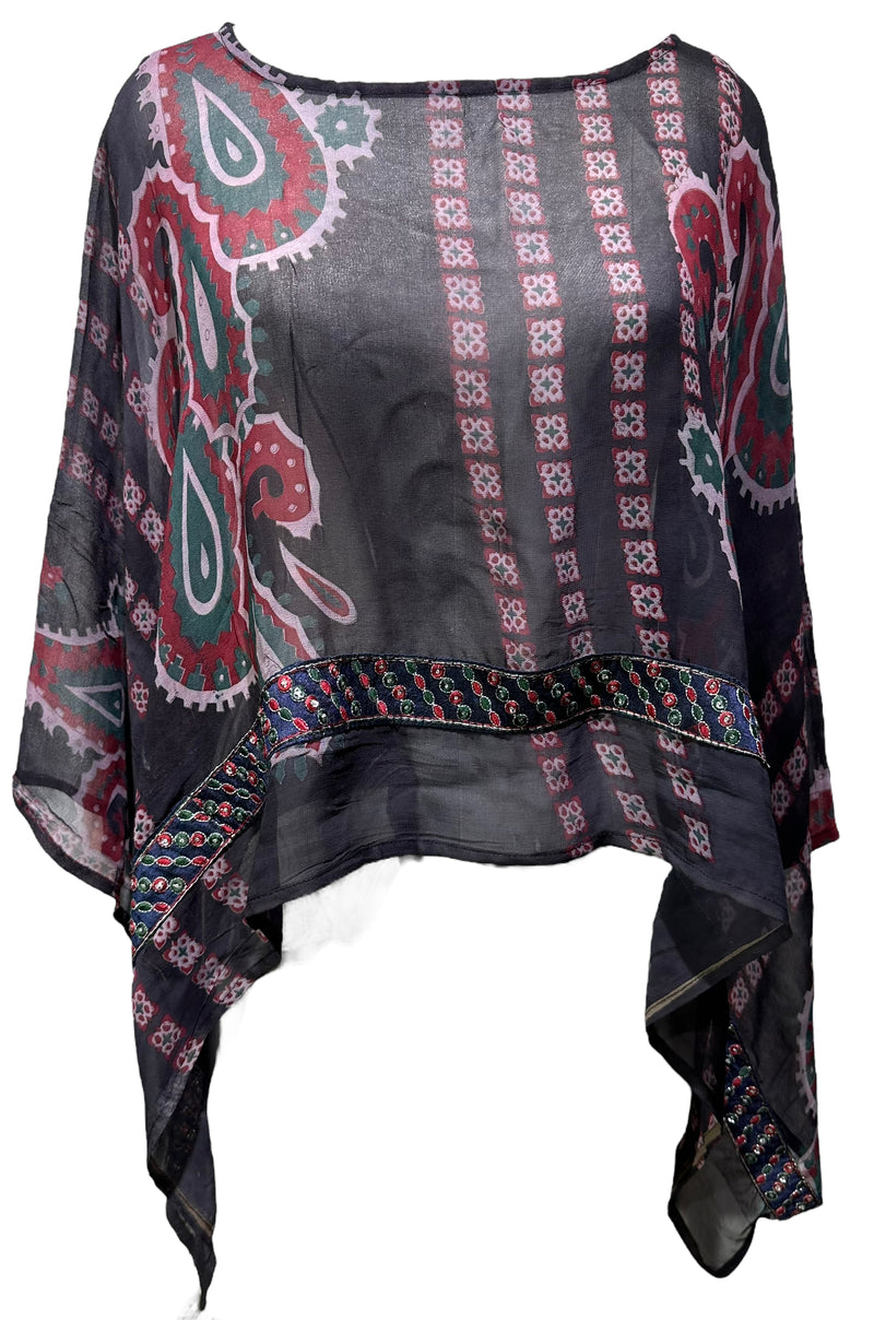PRG4069 Sheer Avatar Pure Silk Capelet Poncho