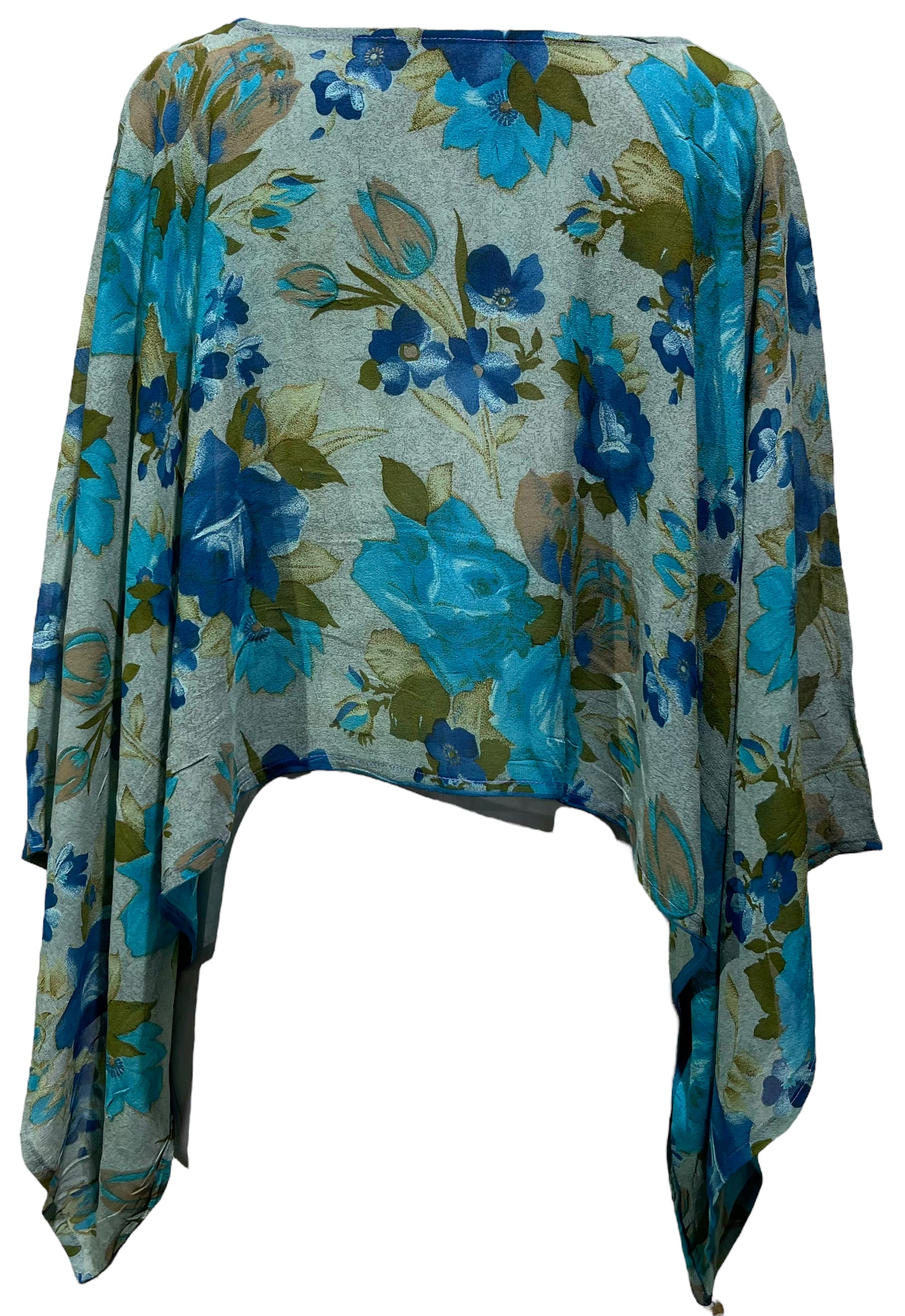 PRG4813 Sheer Avatar Pure Silk Kimono-Sleeved Top