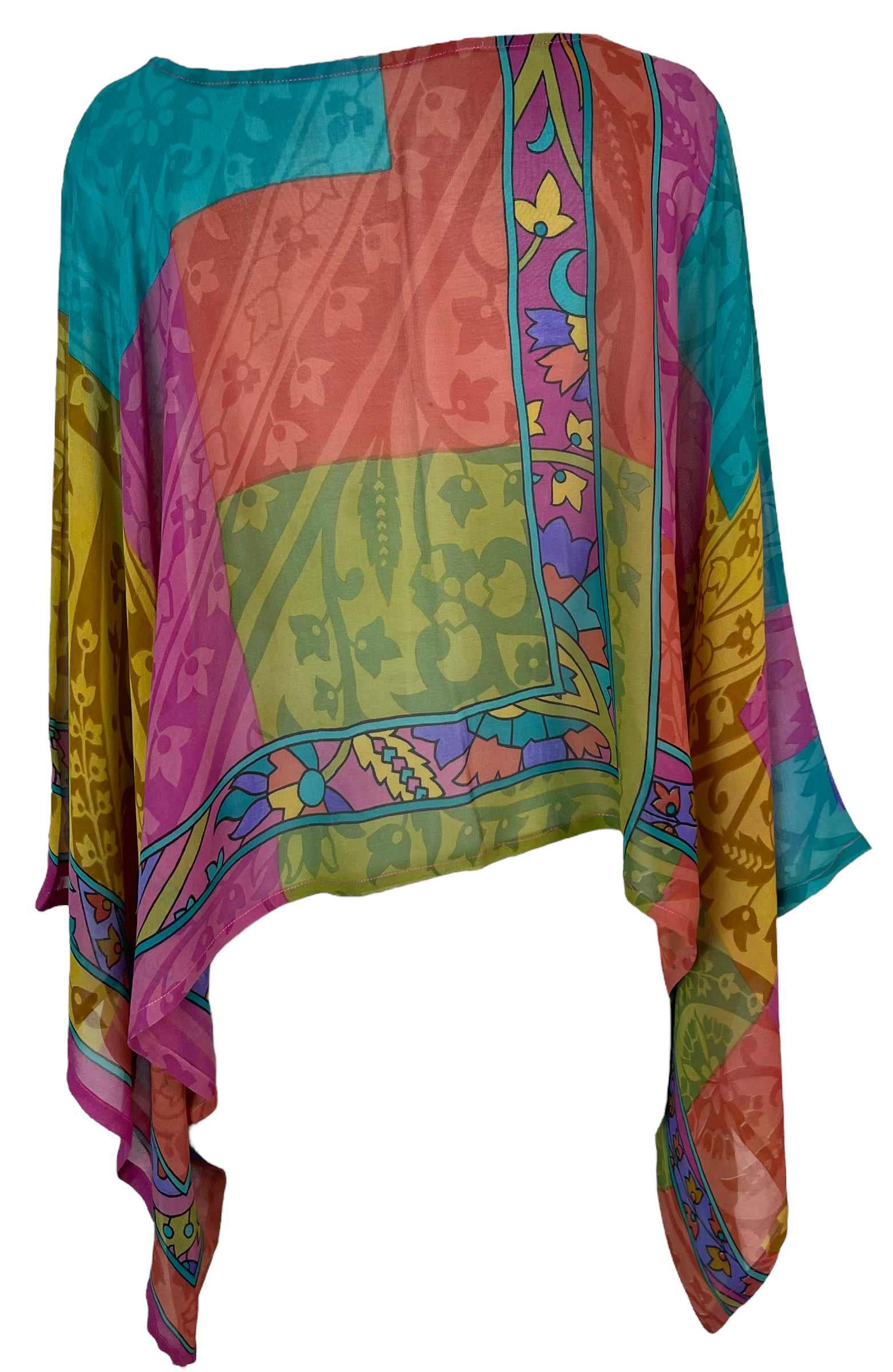 PRG5795 Sheer Wabi Sabi Pure Silk Kimono-Sleeved Top