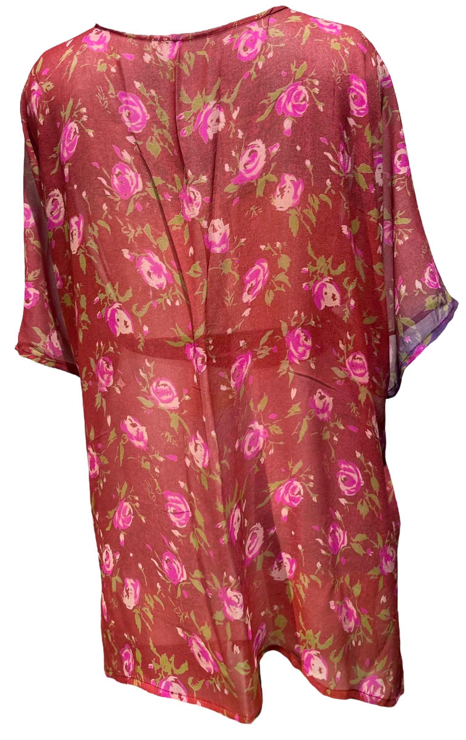 PRG4872  Sheer Avatar Pure Silk Kimono-Sleeved Jacket with Belt