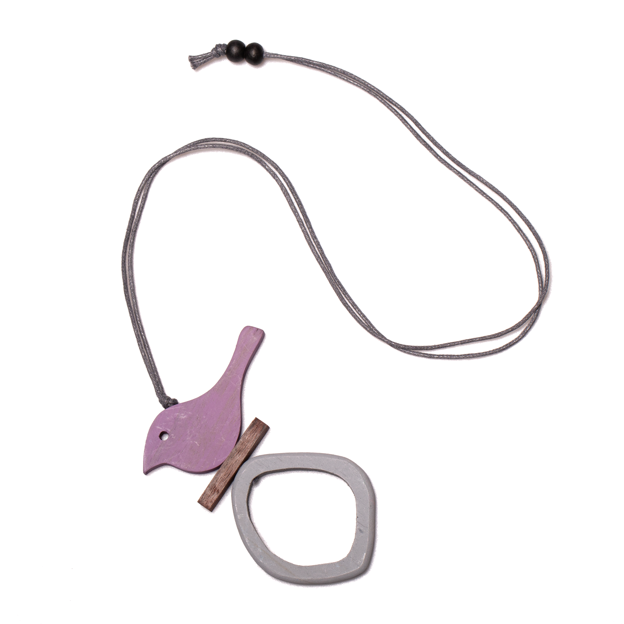 Purple Bird On Hoop Necklace