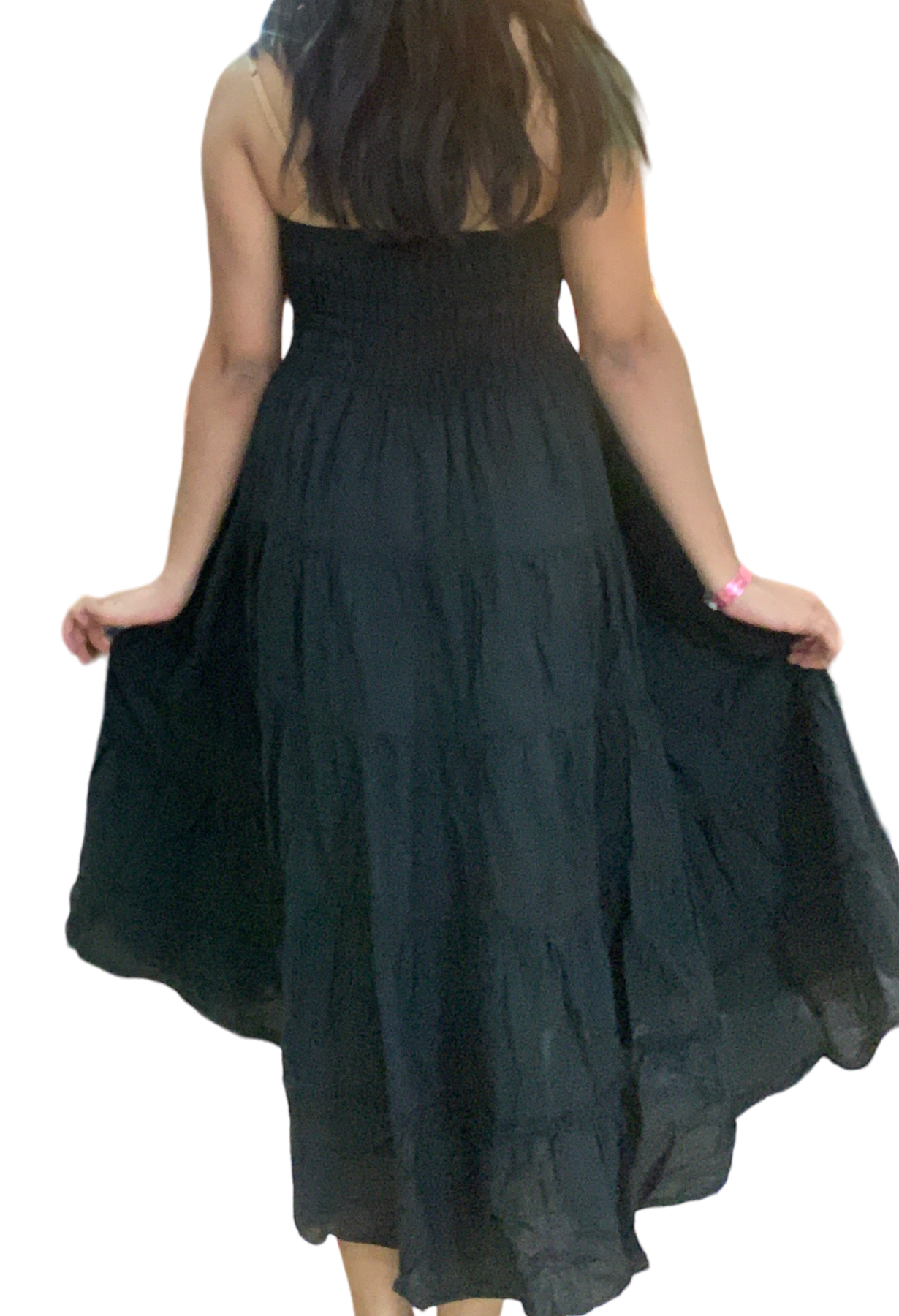 Black Cotton Voile Tiered Skirt
