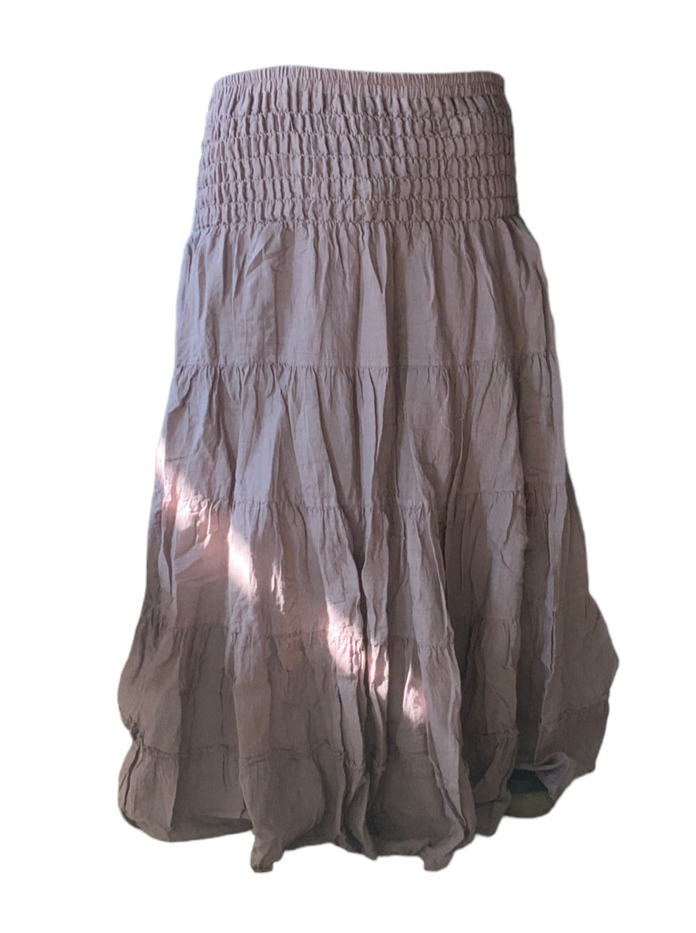 Buff Cotton Voile Tiered Skirt
