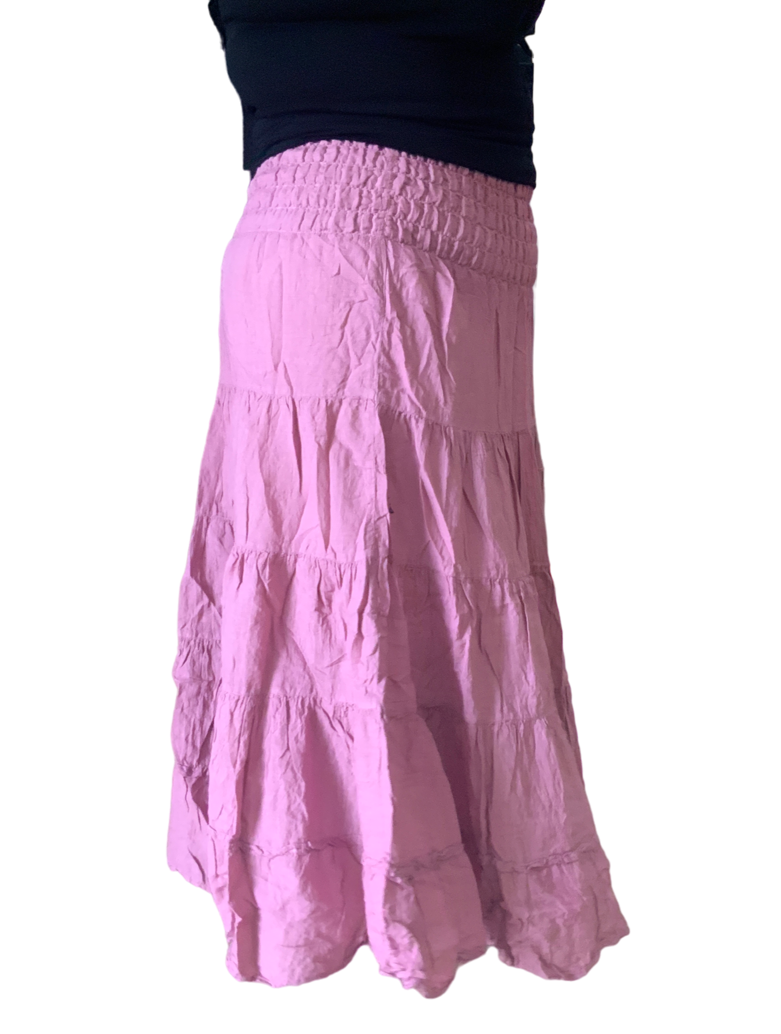 Pale Rose Cotton Voile Tiered Skirt