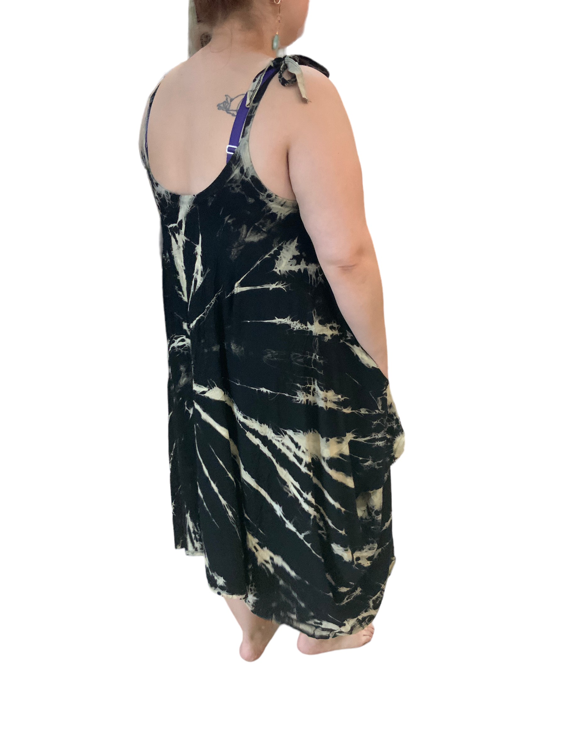 Black and Cream Tie Dye Dress