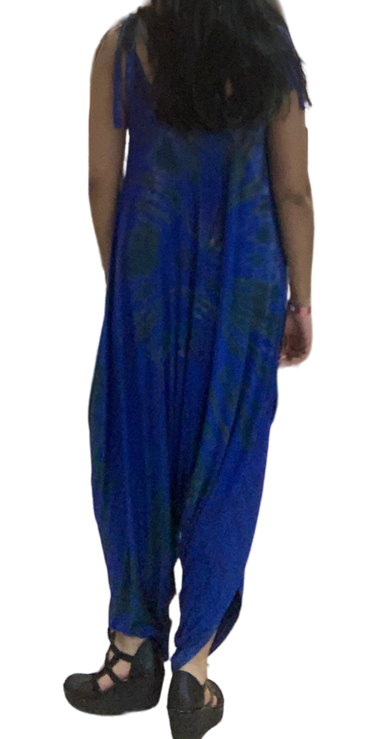 Cobalt Blue Tie Dye Harem Jumpsuit