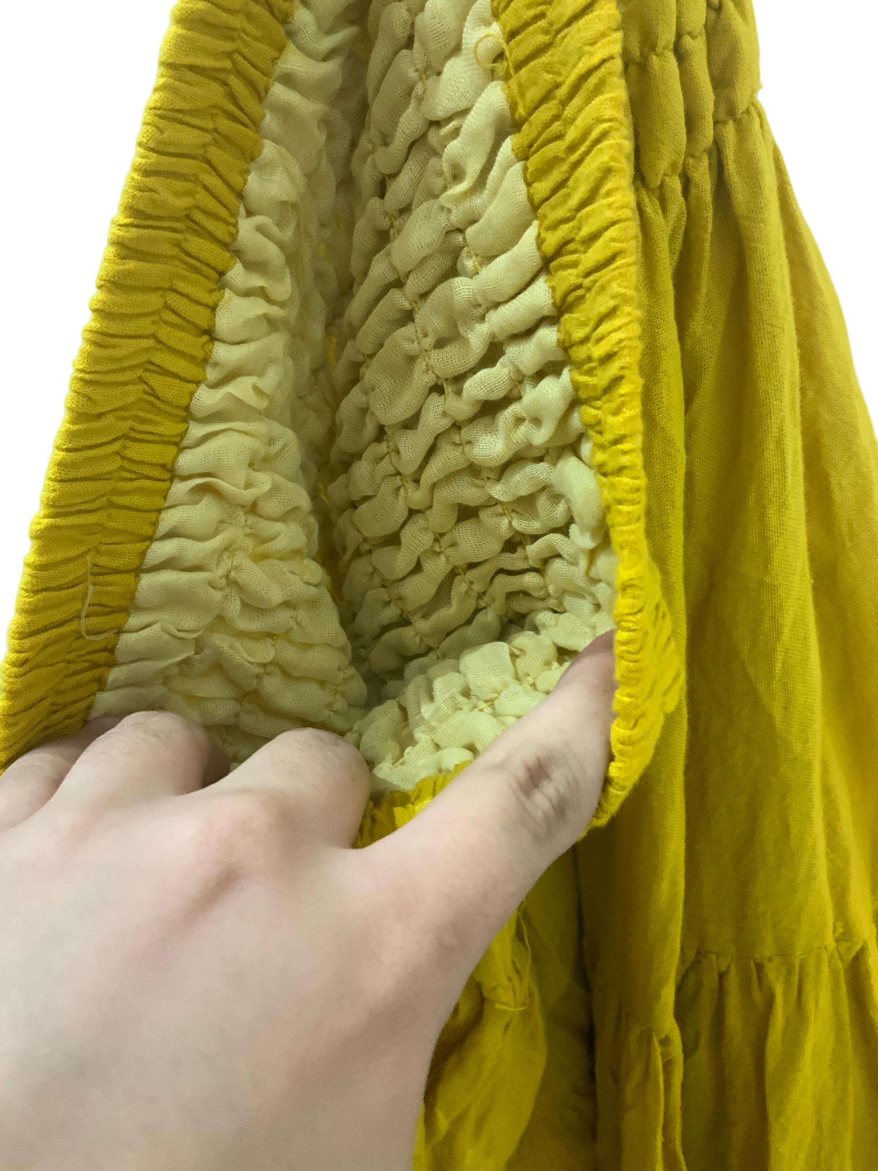 Mustard Cotton Voile Tiered Skirt